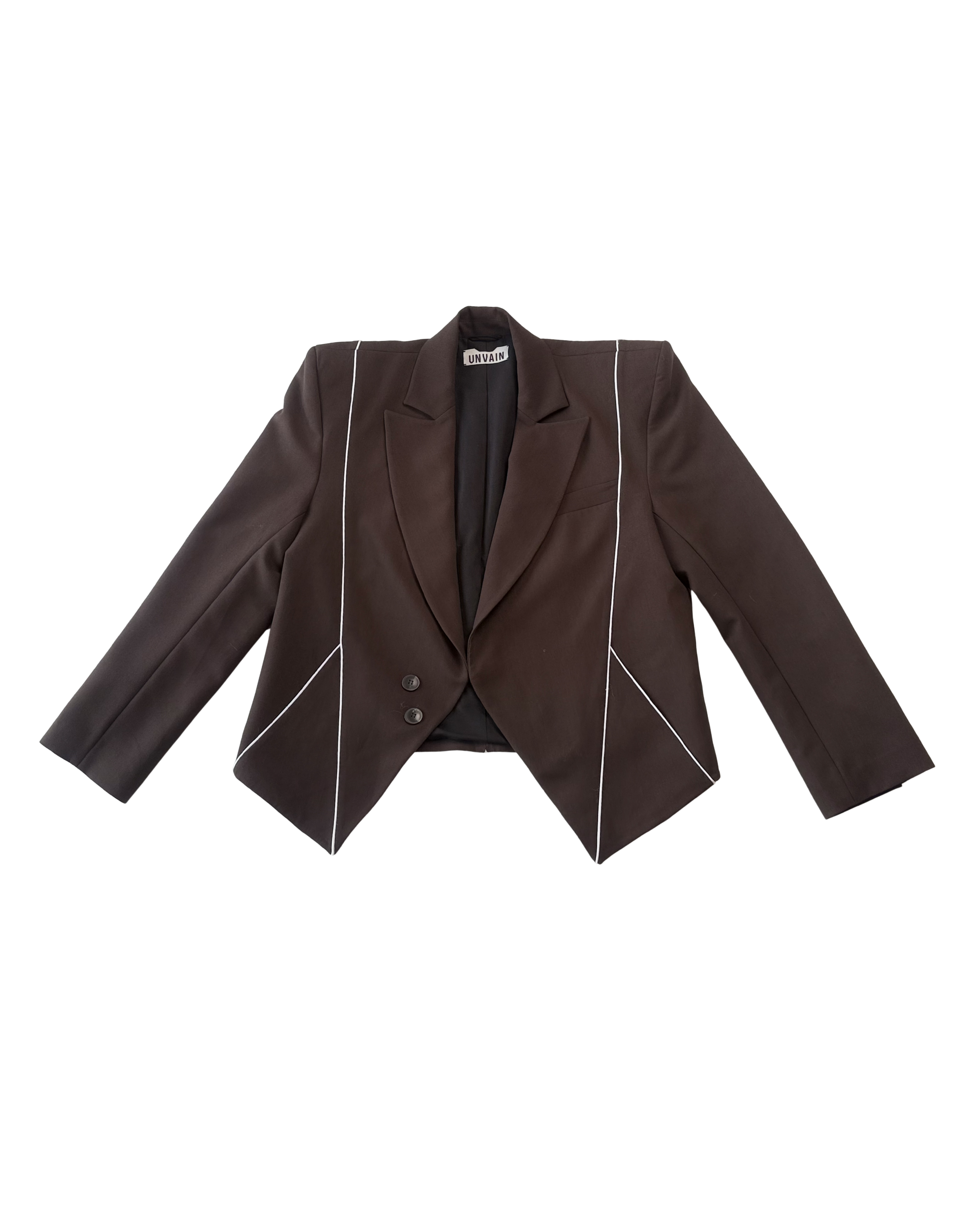 031 PIPING BLAZER – DARK BROWN