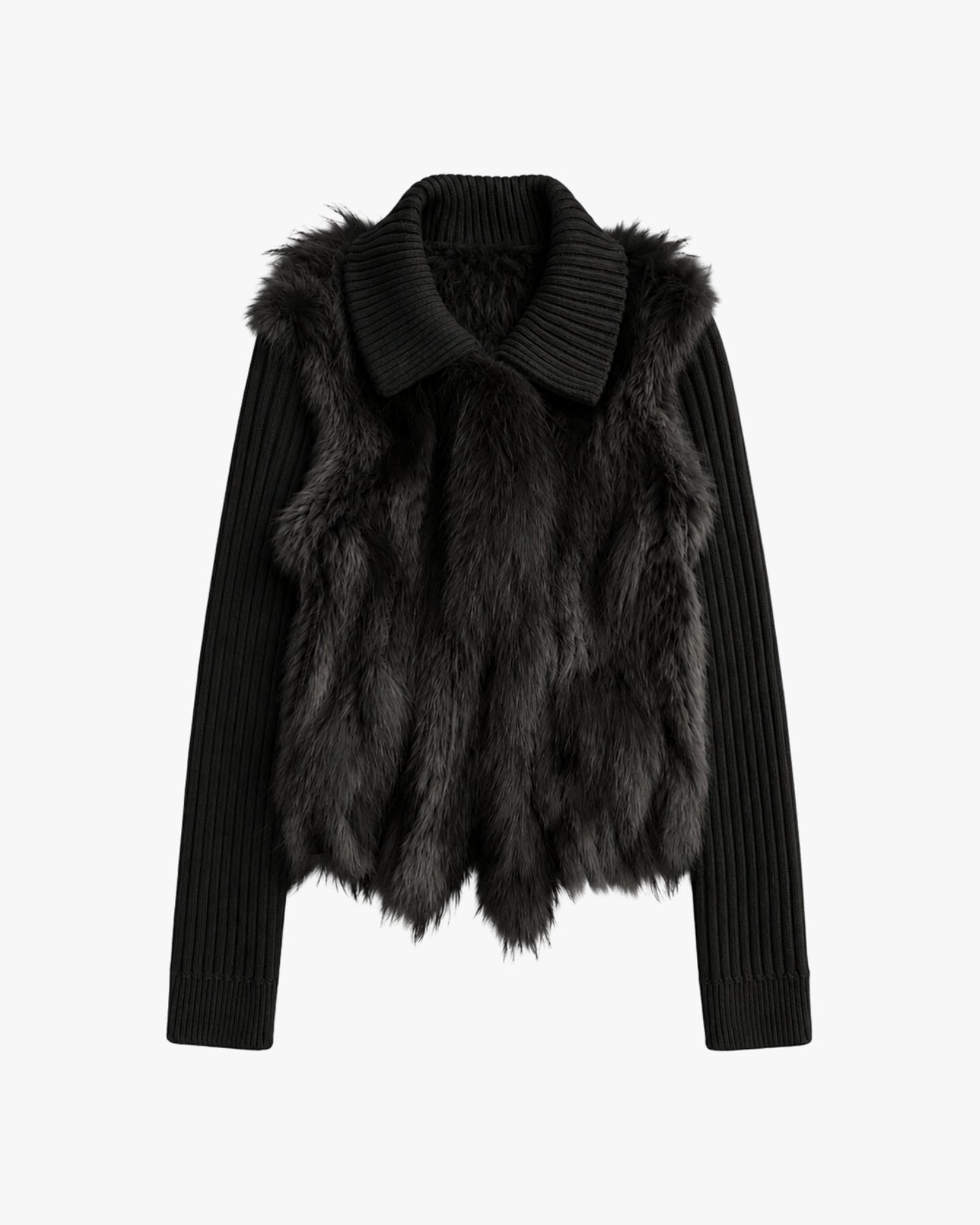 'LUX' UPCYCLED BUNNY KNIT JACKET – BLACK