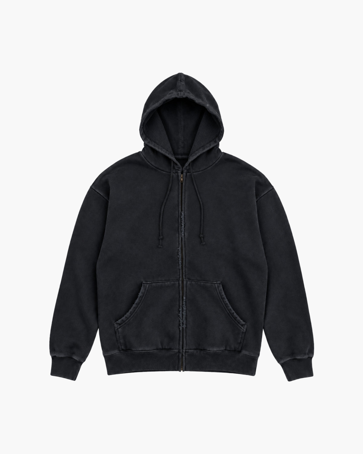 'OMEN' 2-LAYER WAFFLE ZIPPER – WASHED BLACK