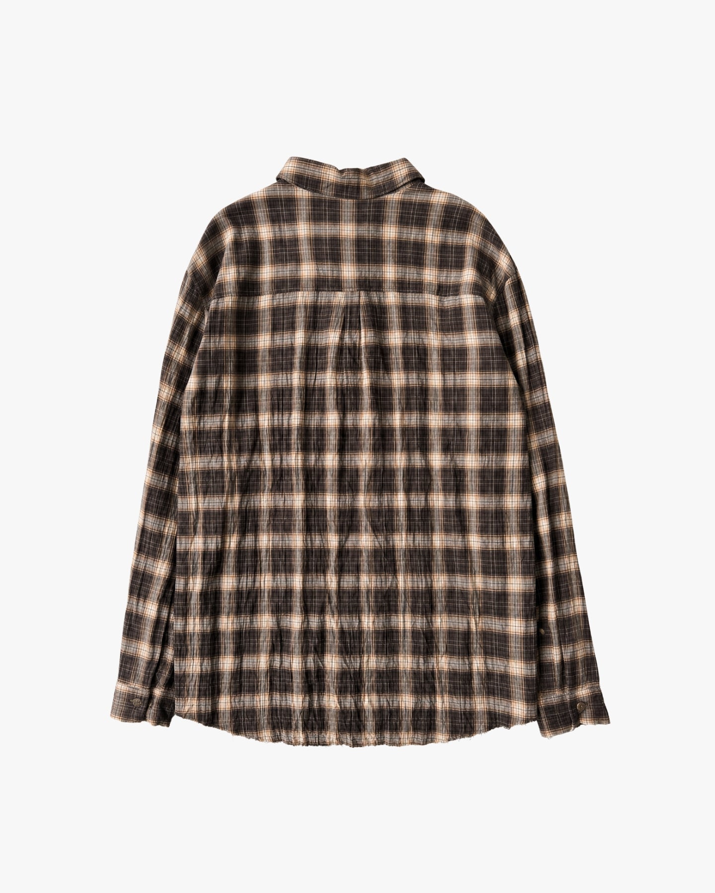'FARIS' CRINKLED CHECKED SHIRT – BROWN