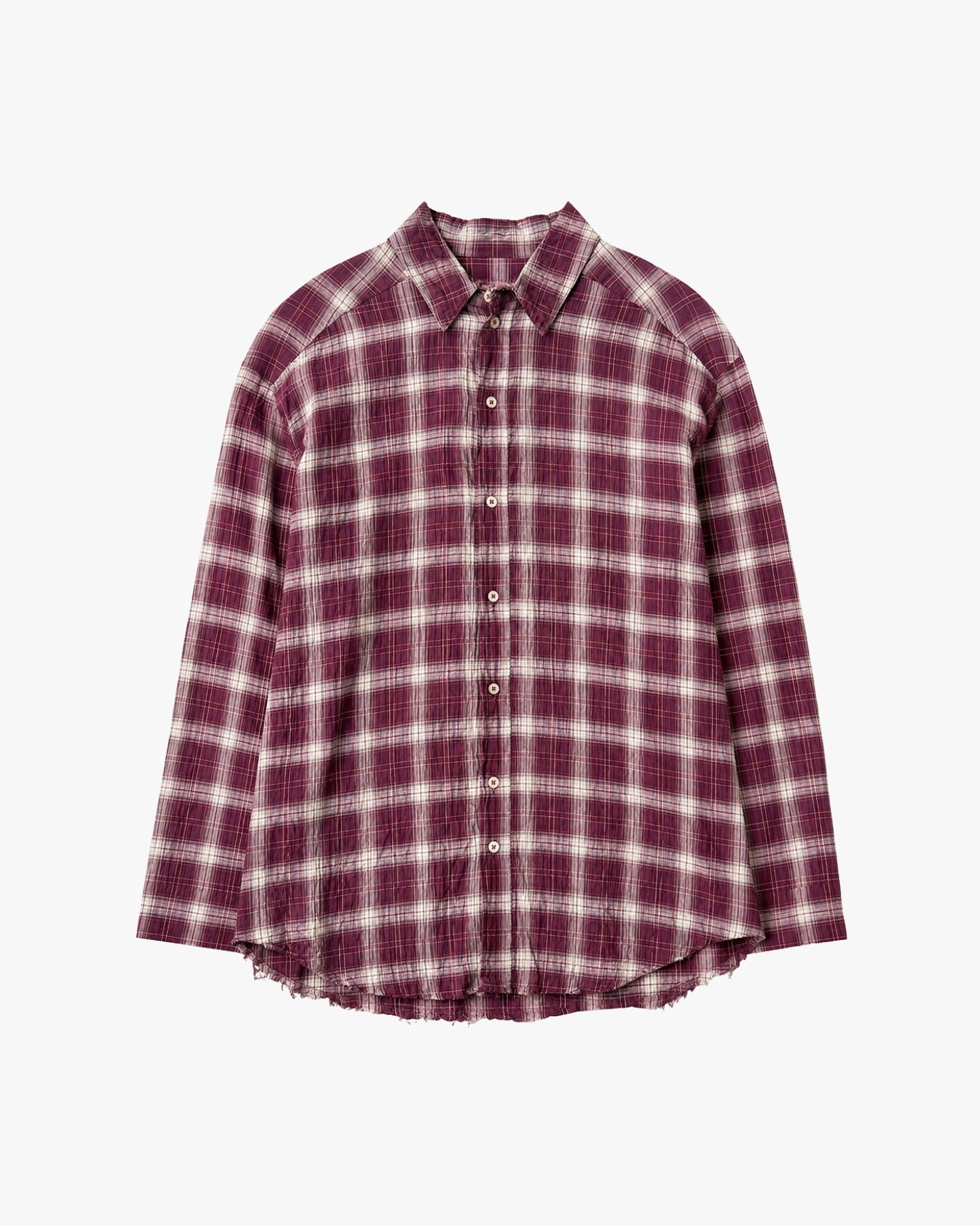 'FARIS' CRINKLED CHECKED SHIRT – WINE