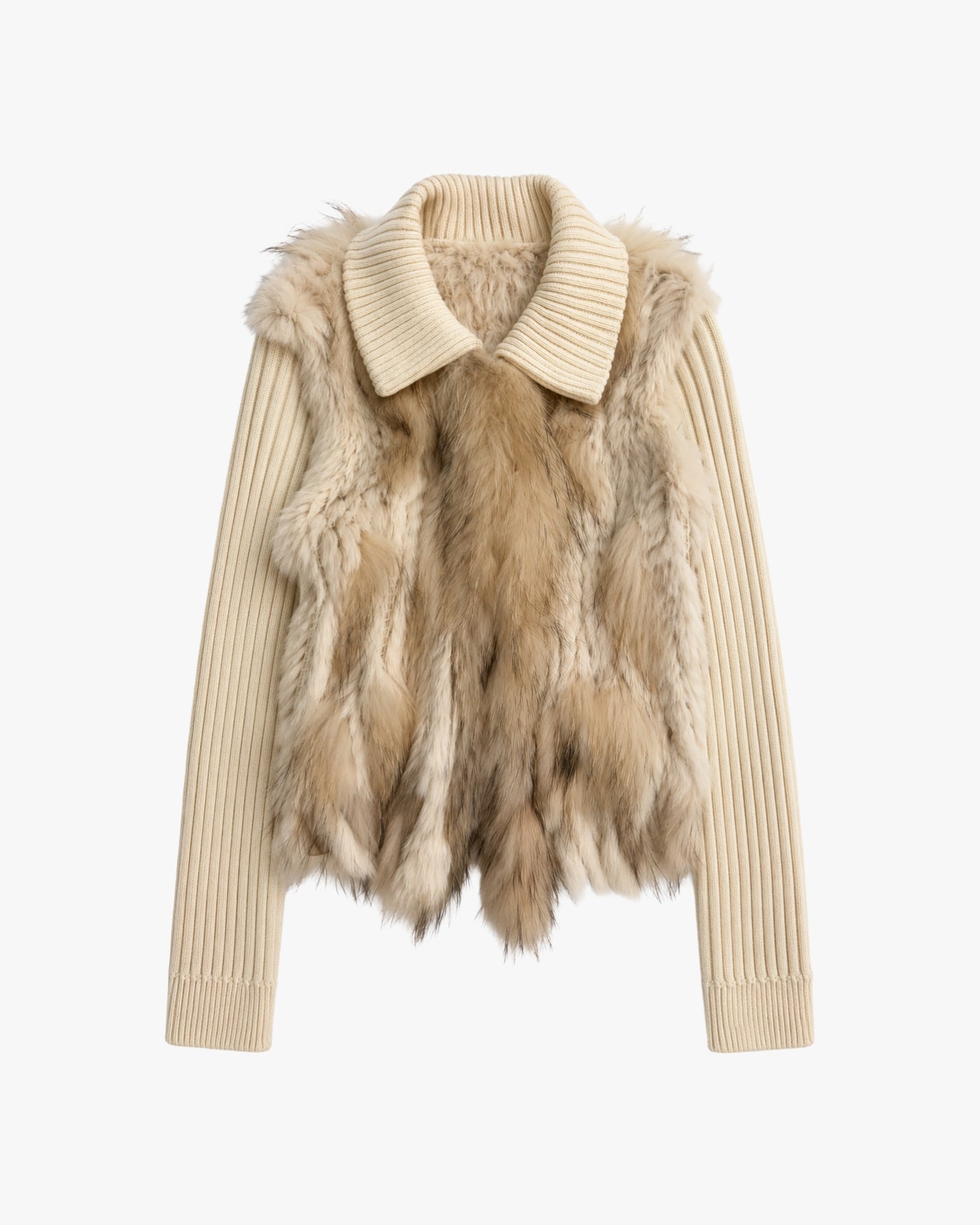 'LUX' UPCYCLED BUNNY KNIT JACKET – OFF WHITE