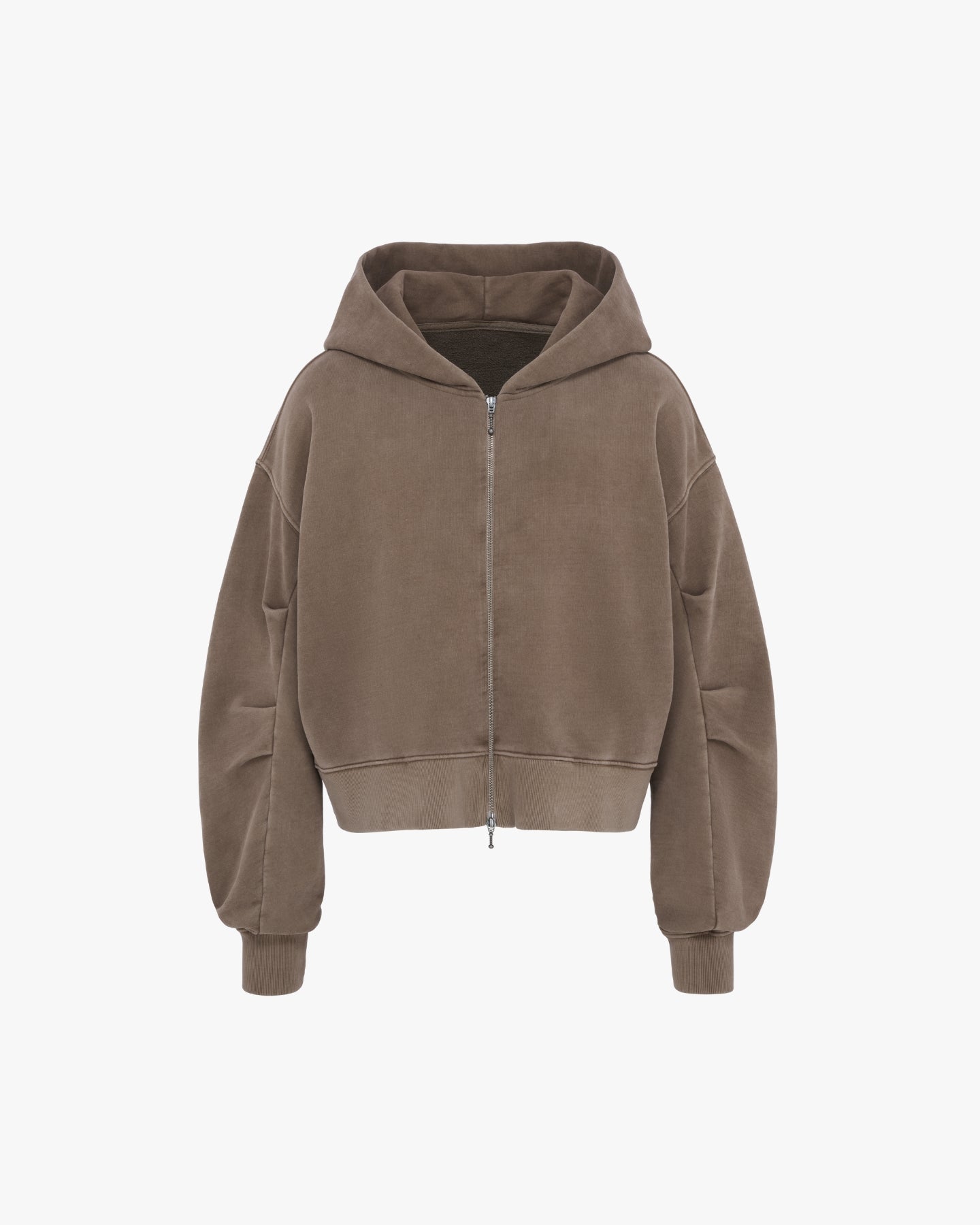 'RAYAD' PLEATED ZIP HOODIE – TAN