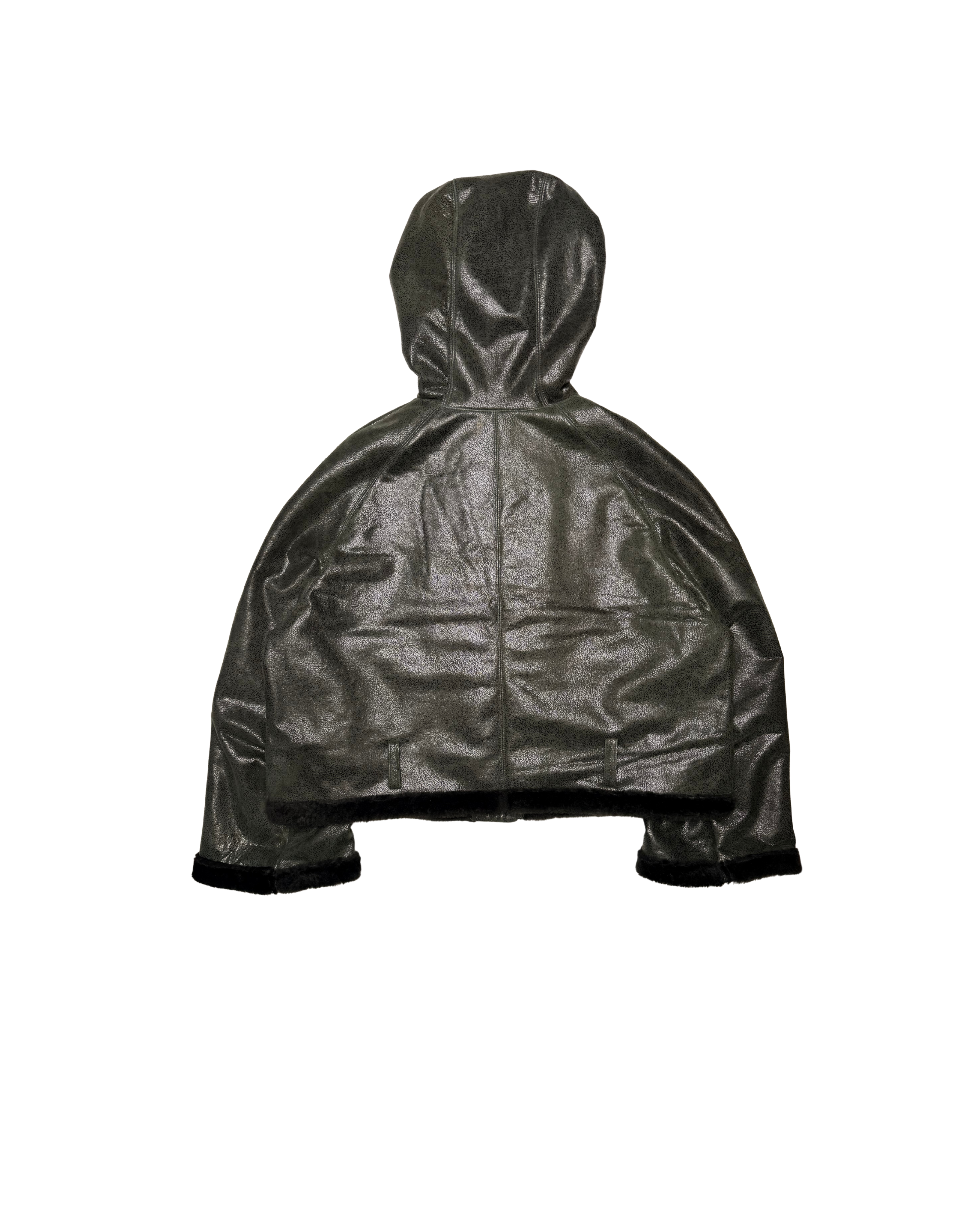111 SHEARLING HOODIE – DARK GREEN