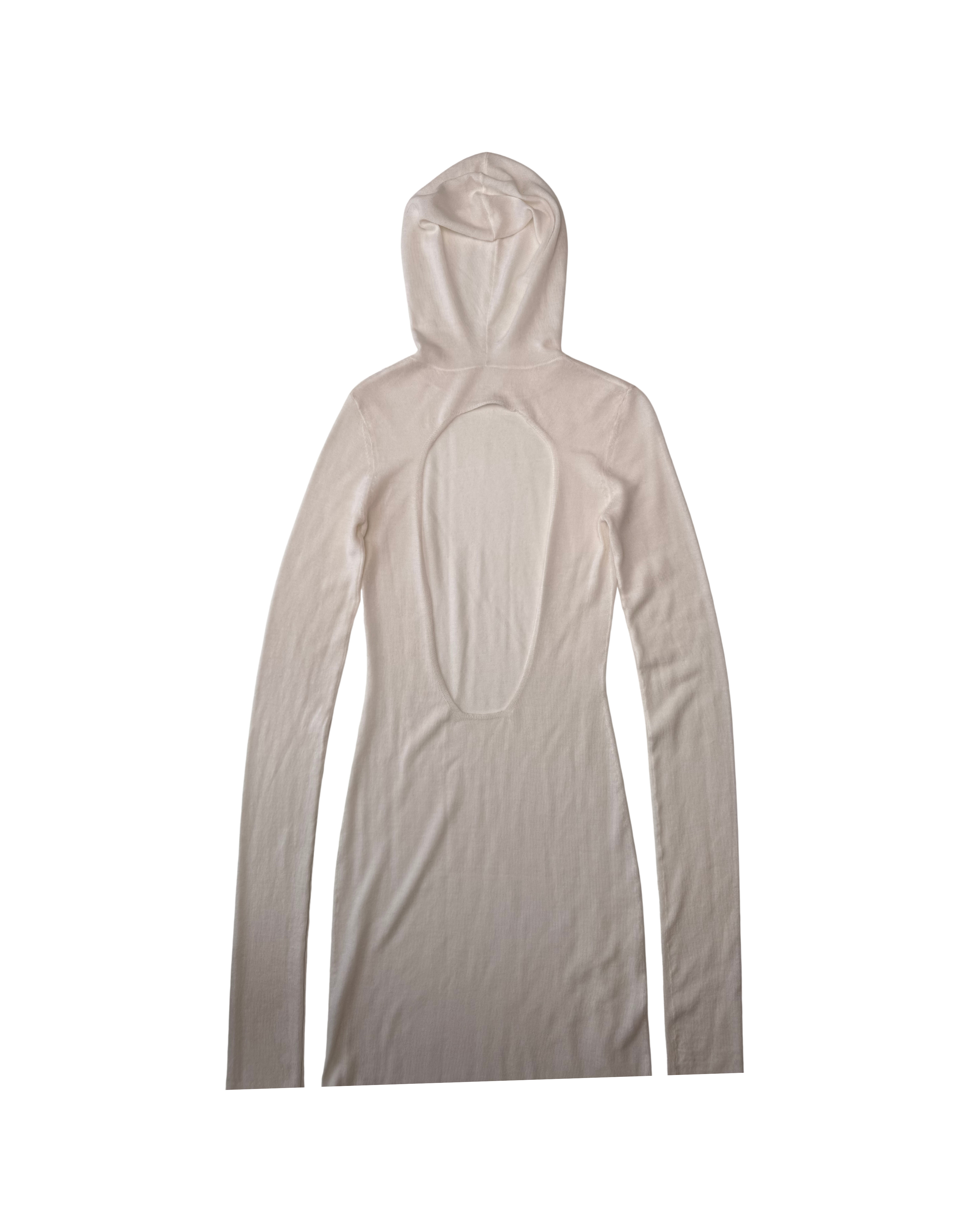 140 HOODED DRESS – OFF WHITE