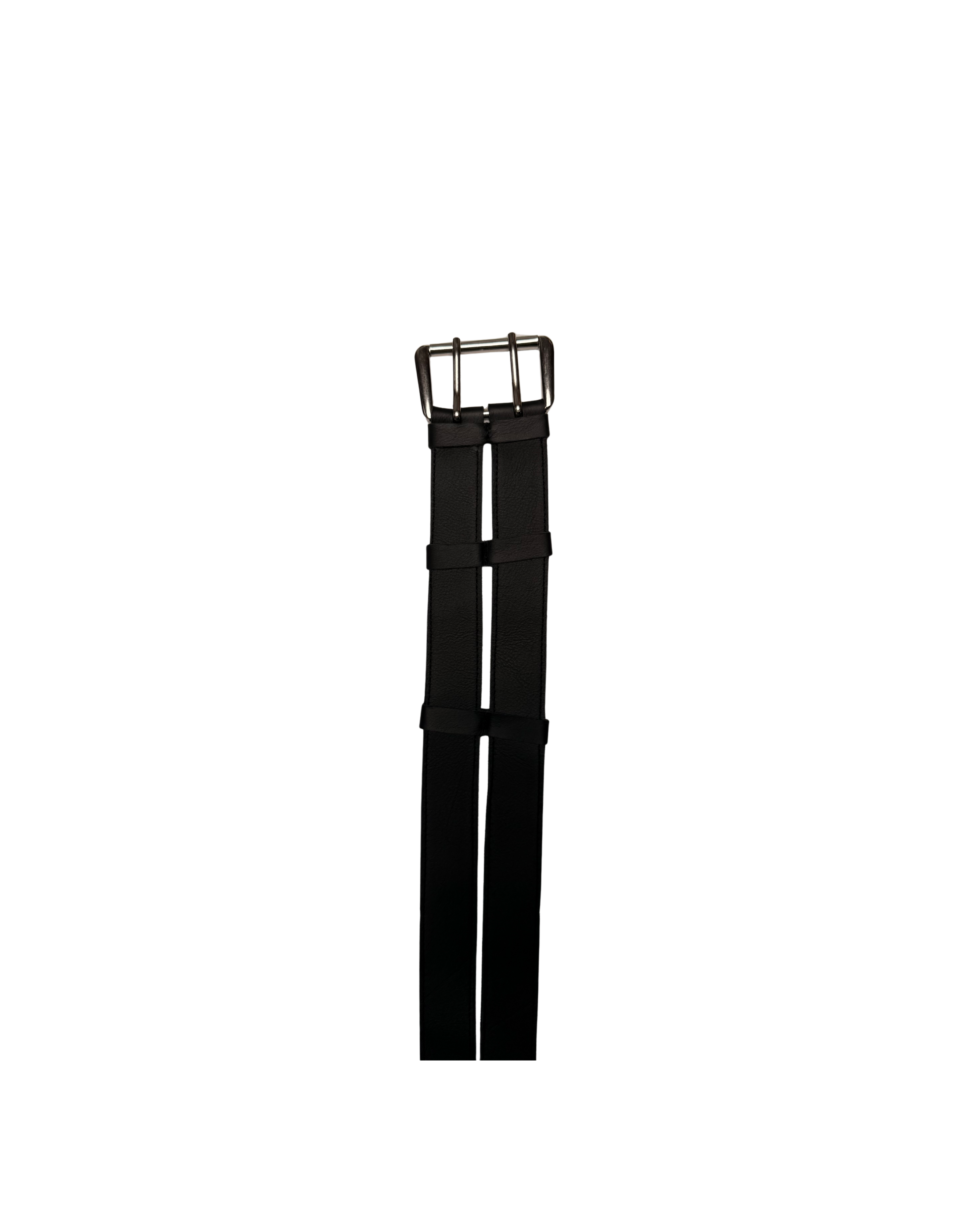 169 LONG LEATHER BELT – BLACK/SILVER