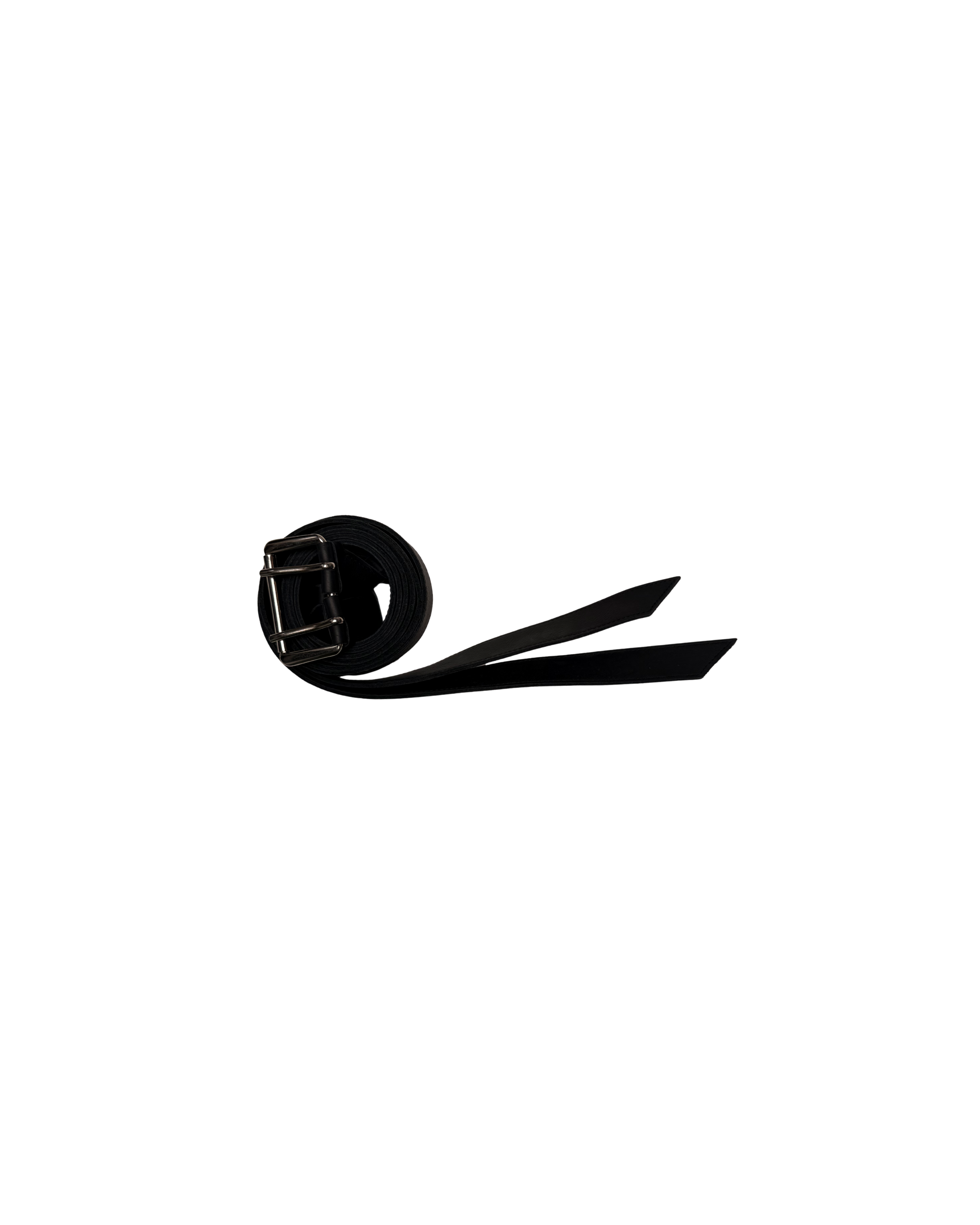 169 LONG LEATHER BELT – BLACK/SILVER