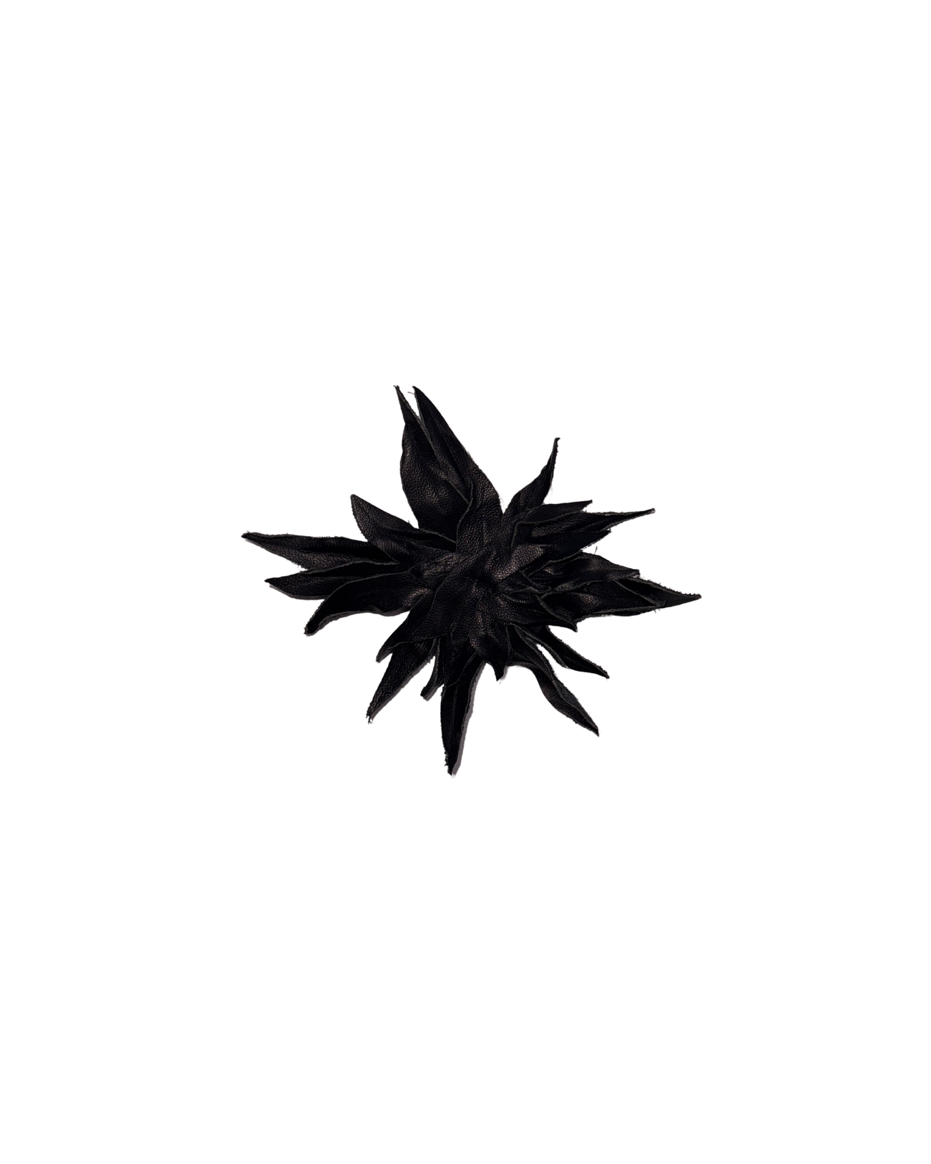 189 LEATHER FLOWER BROSCHE – BLACK