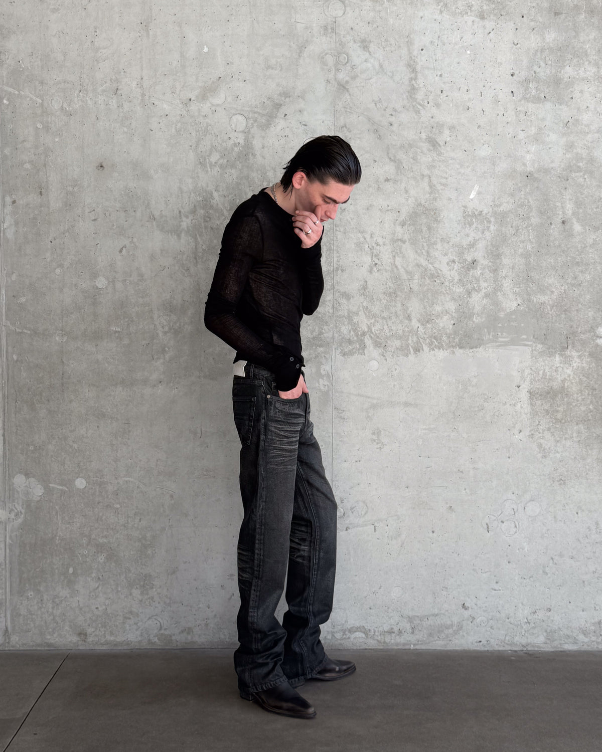 'RIAN' WAXED DENIM – WASHED GREY