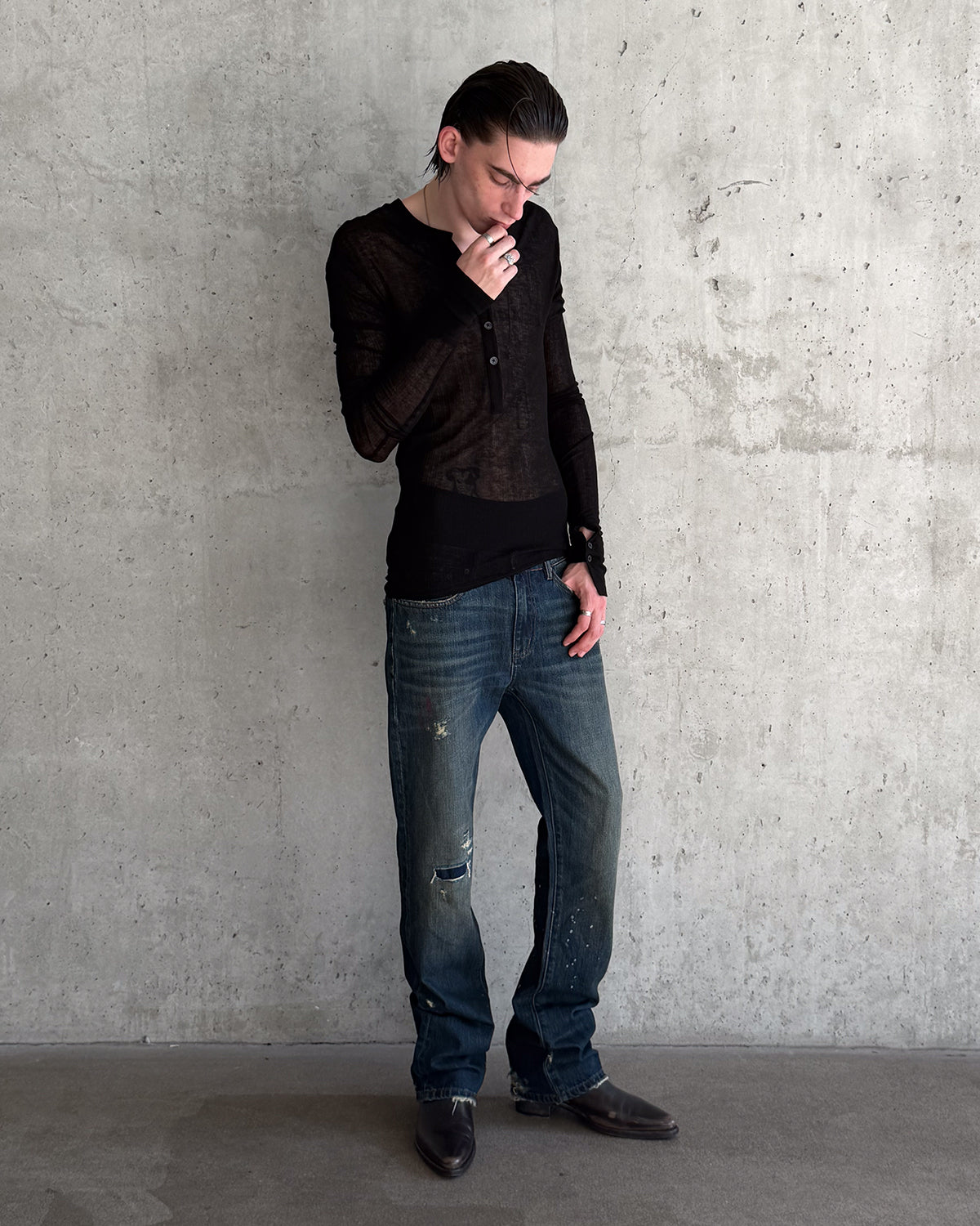 'RIAN' DISTRESSED DENIM – DARK BLUE