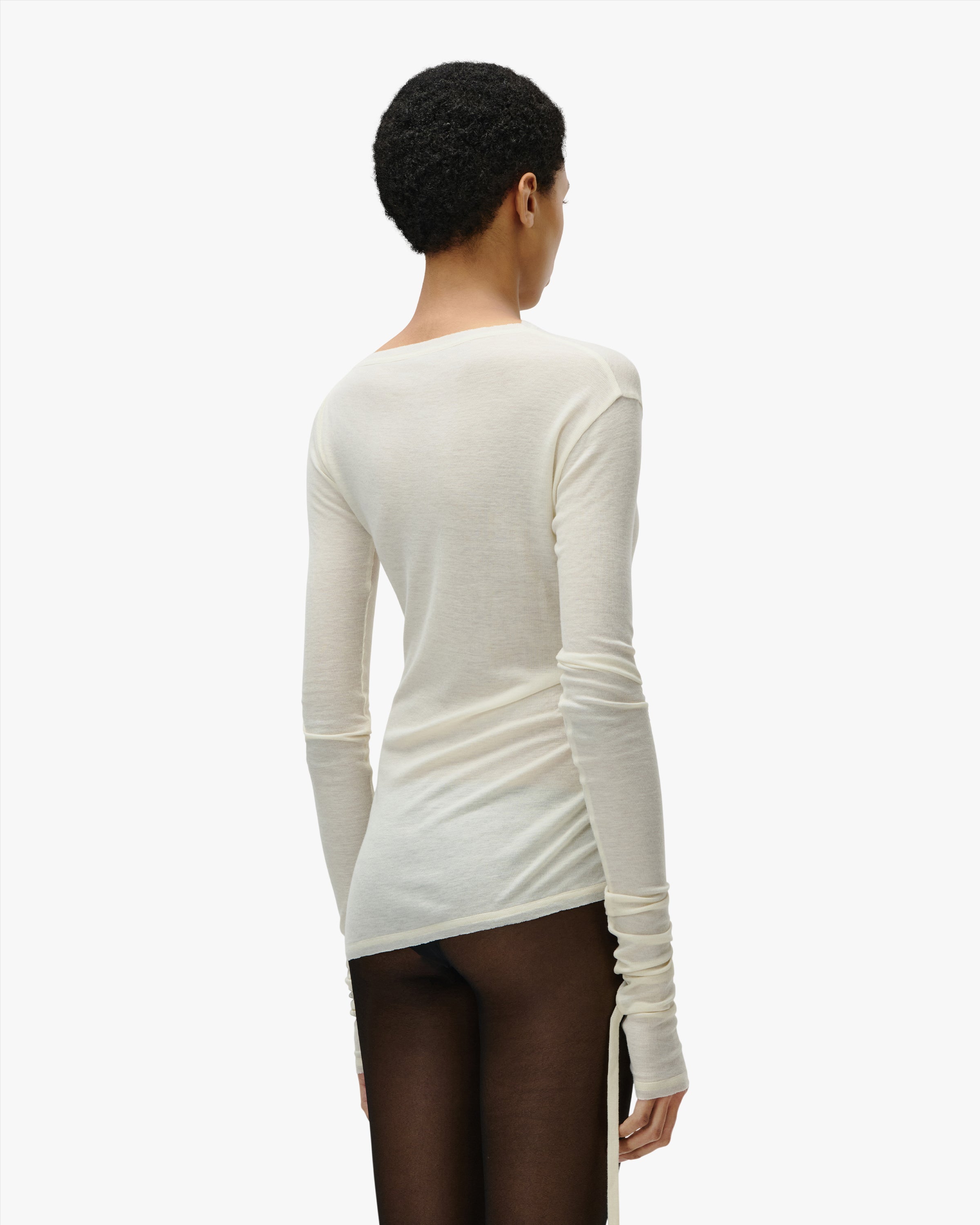 'ZHORA' WOMENS DRAPED LONGSLEEVE – AGED WHITE