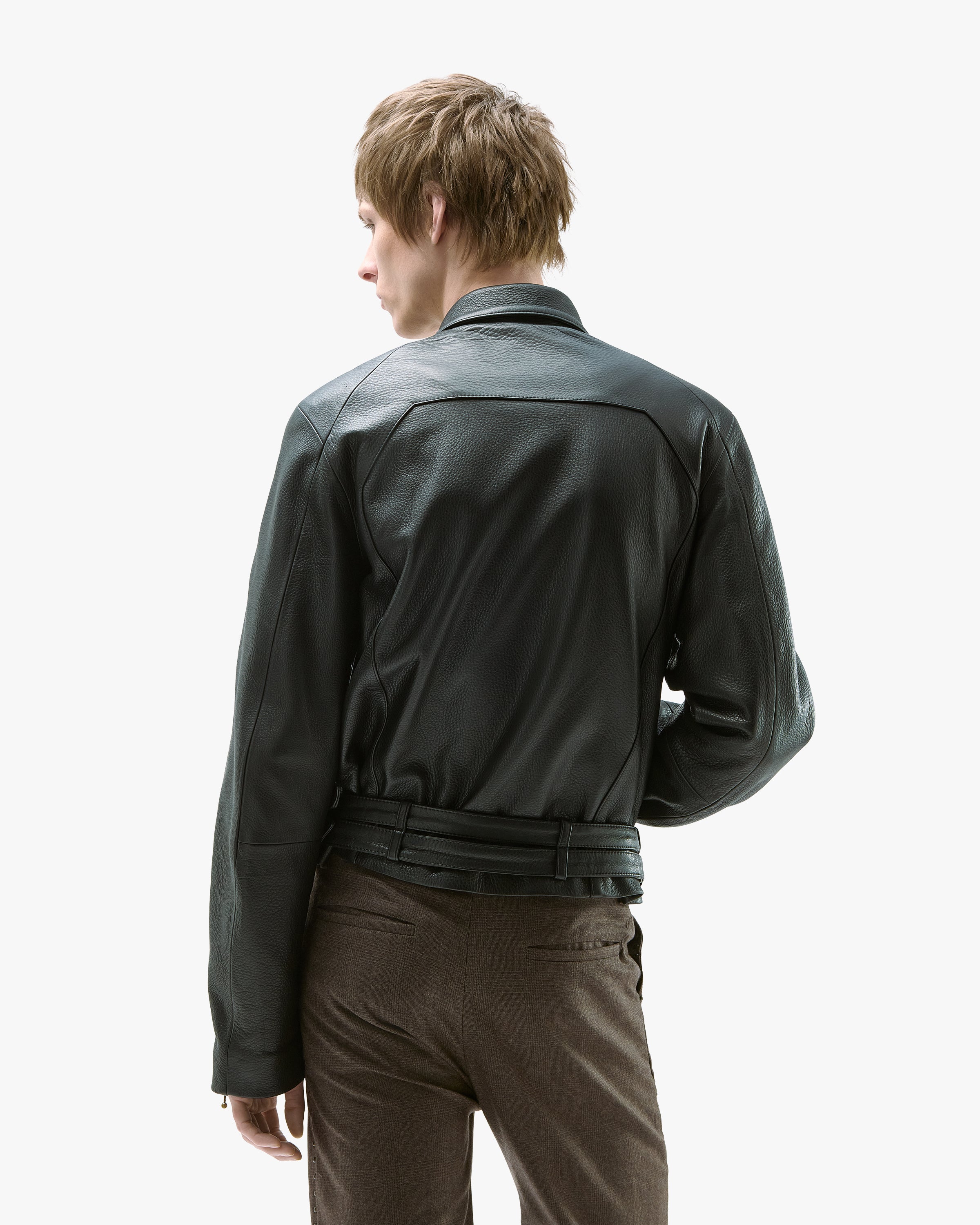 'OMRIN' ZIP LEATHER JACKET – BLACK