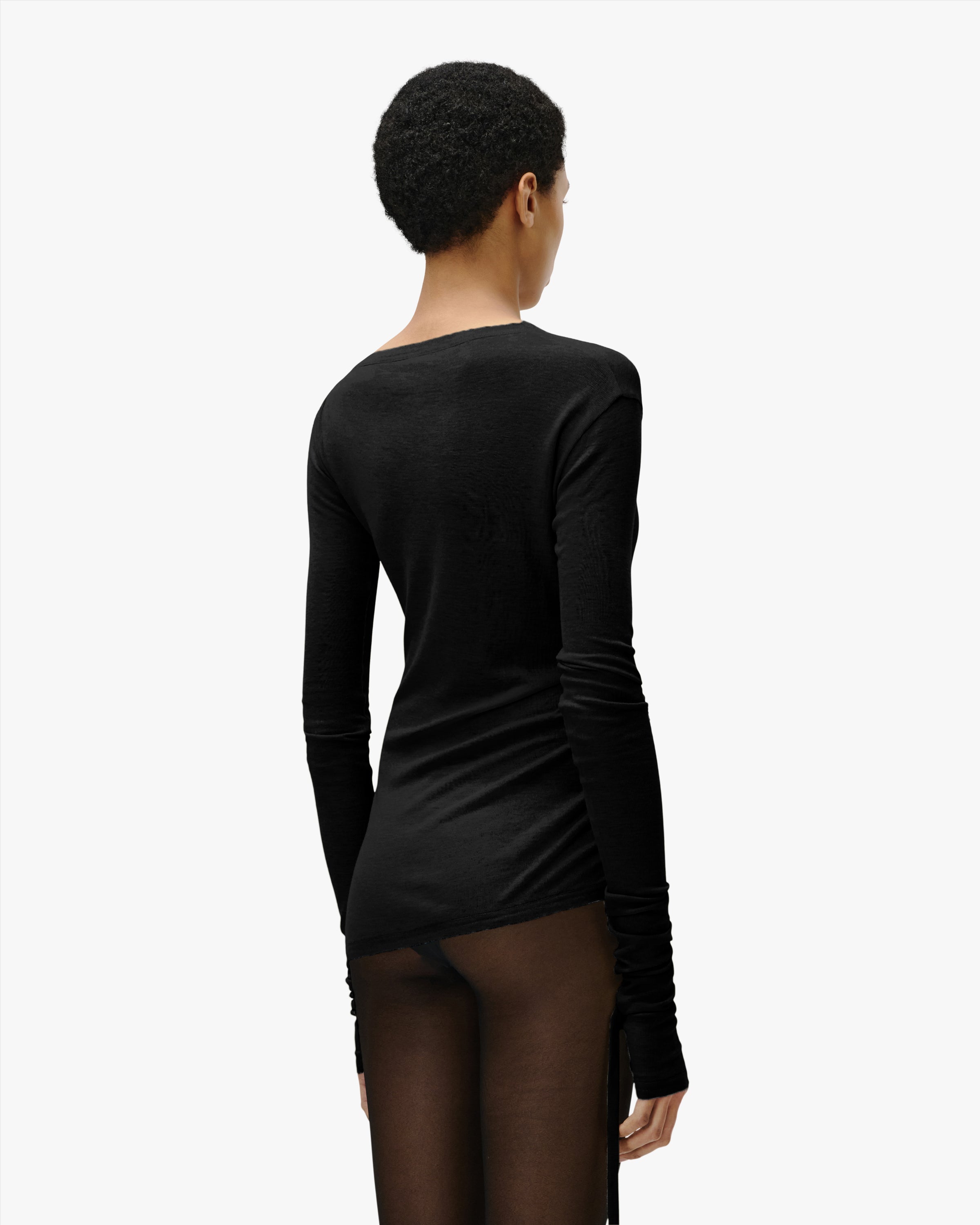 'ZHORA' WOMENS DRAPED LONGSLEEVE – BLACK
