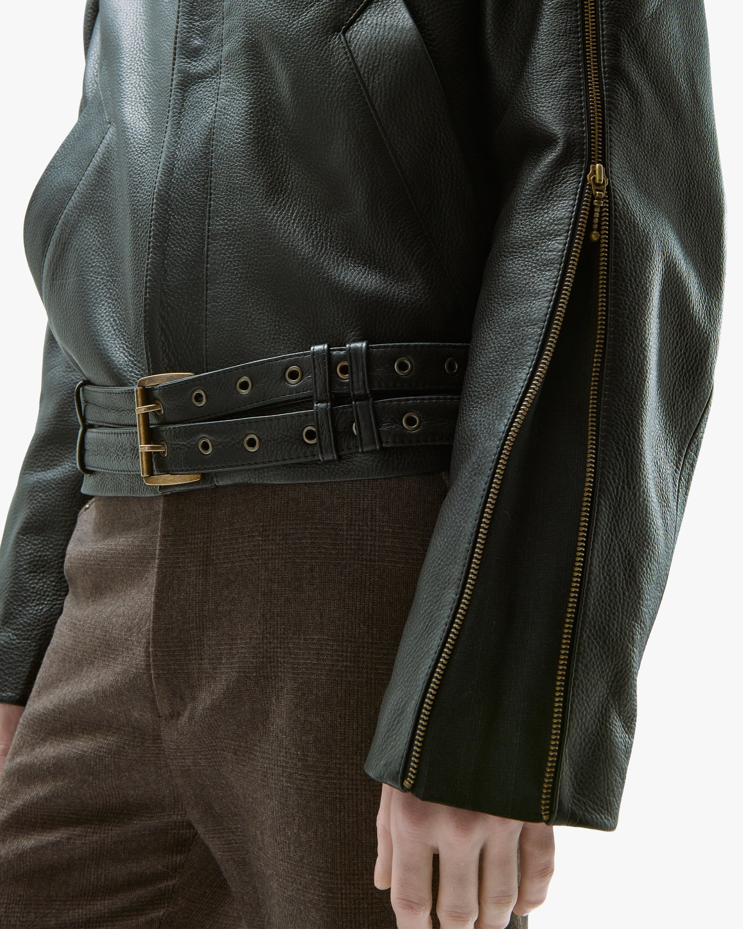 'OMRIN' ZIP LEATHER JACKET – BLACK