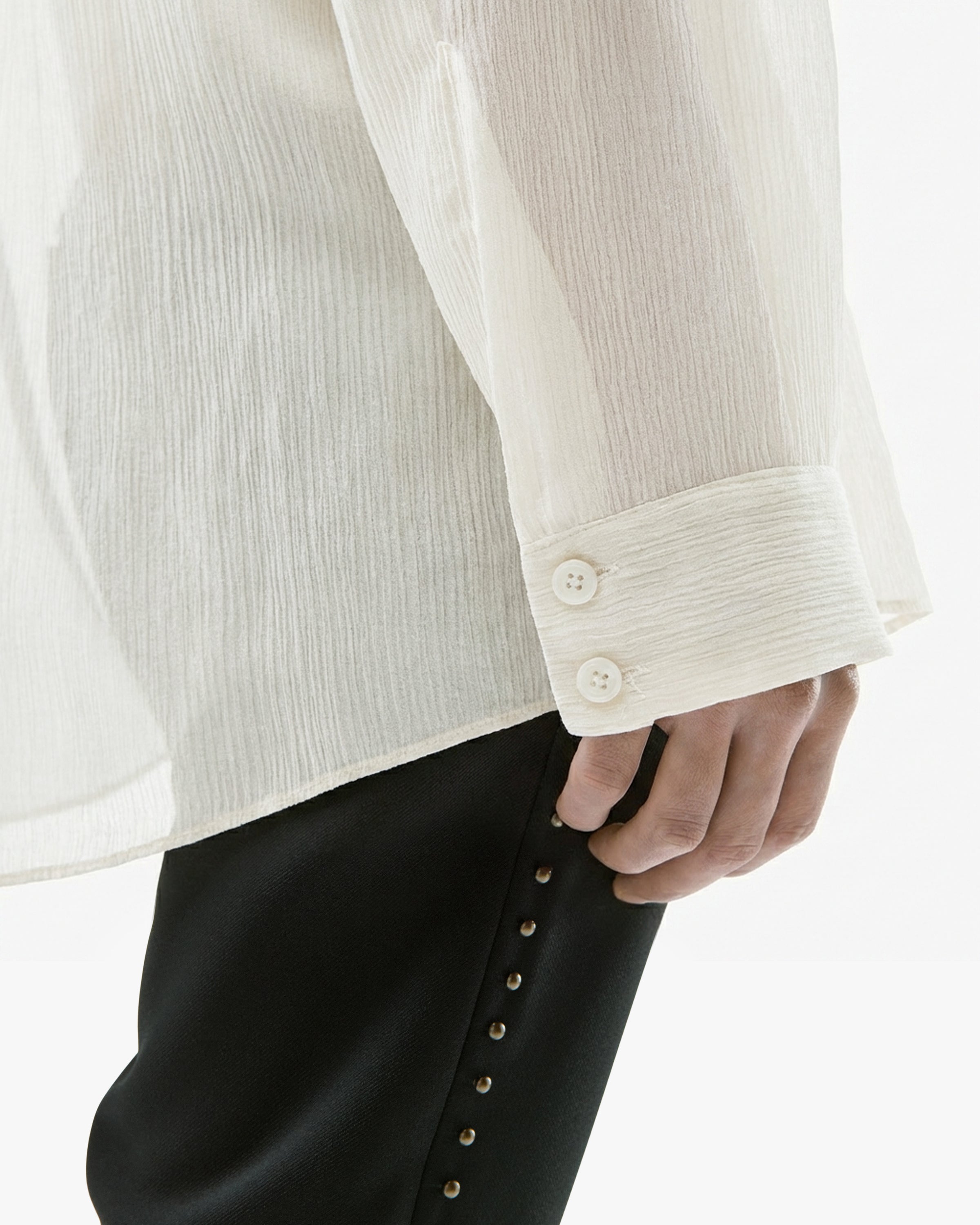 'KORVIN' SHEER SHIRT – AGED WHITE