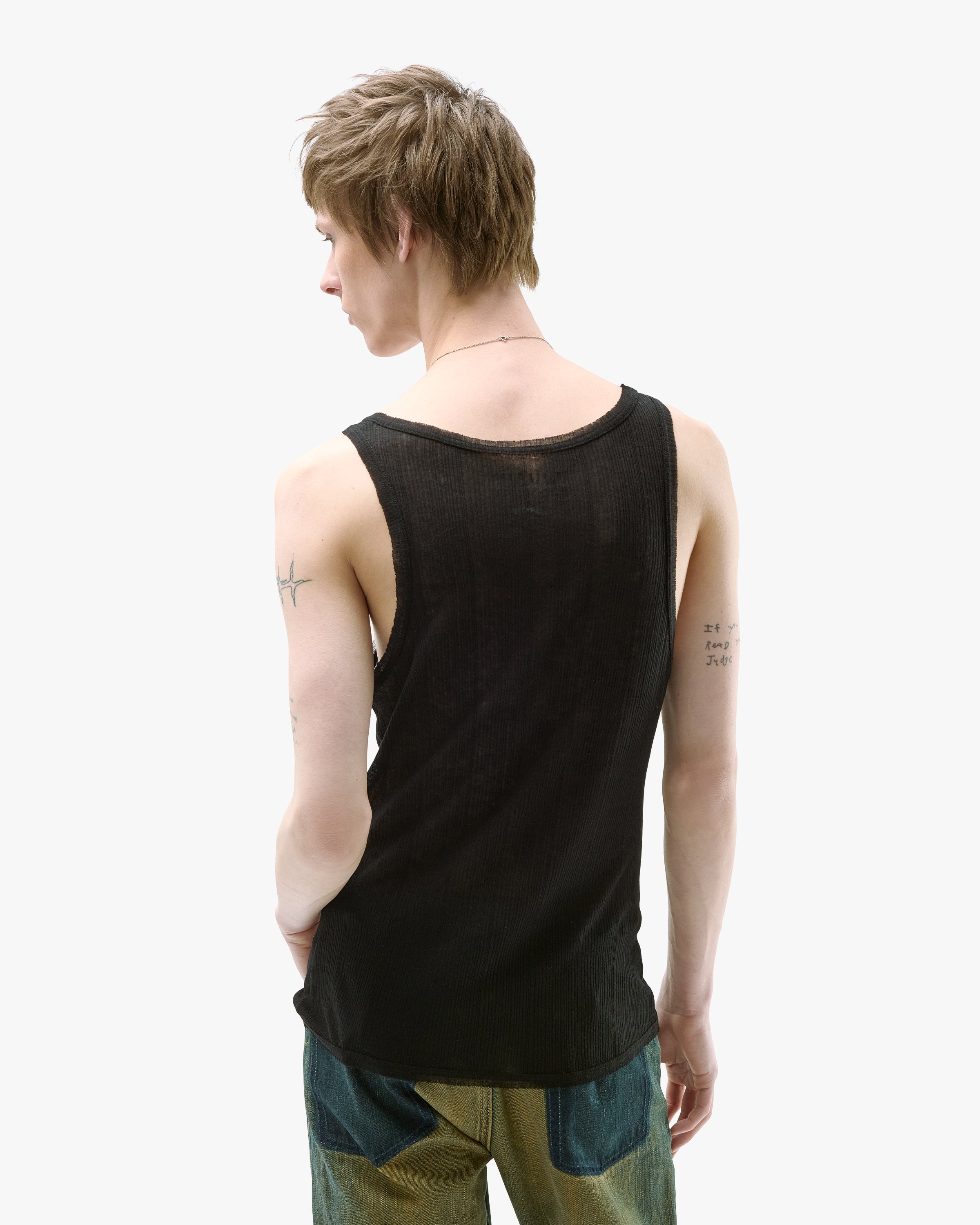 'SVARN' SHEER TANKTOP – BLACK