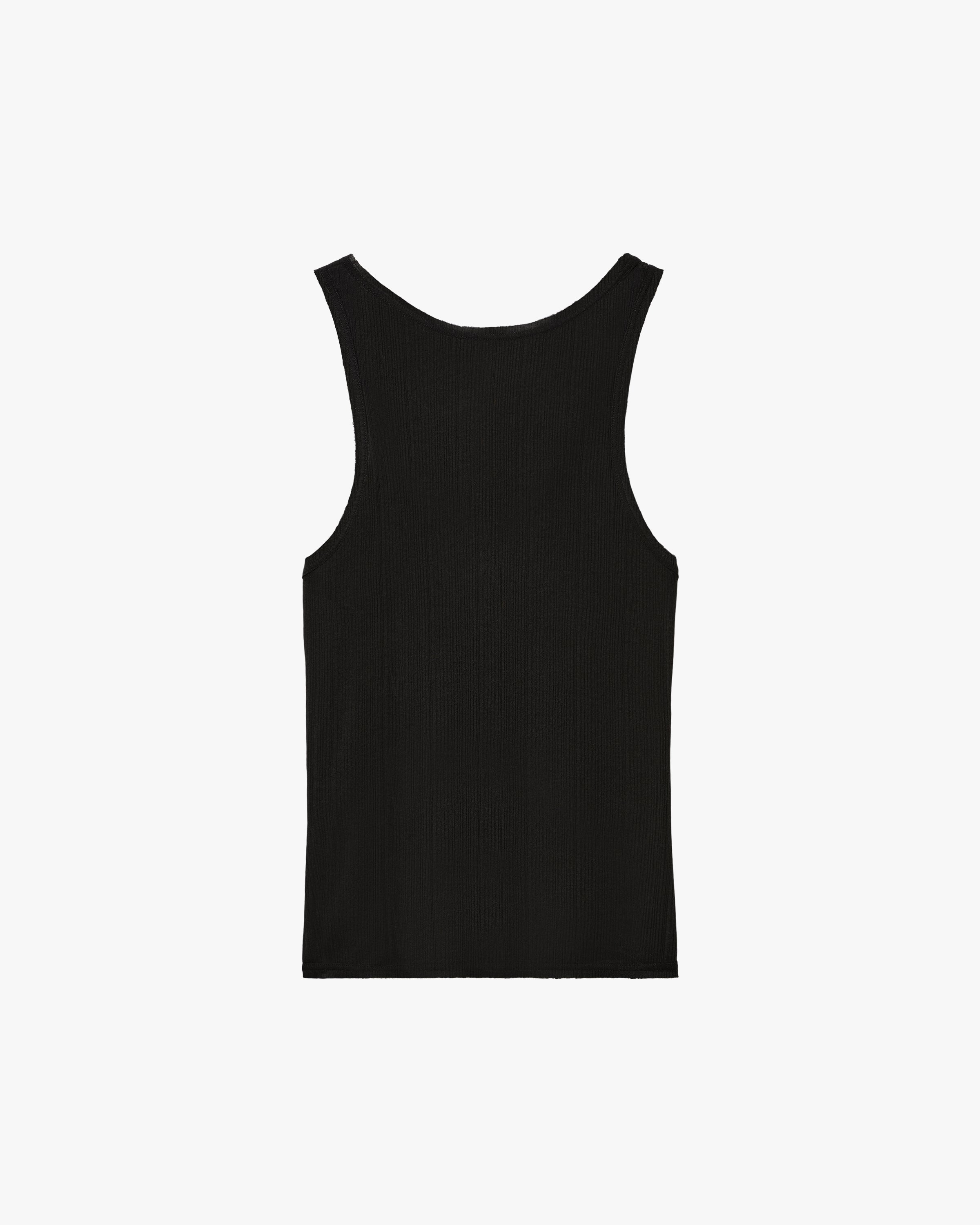 'SVARN' SHEER TANKTOP – BLACK