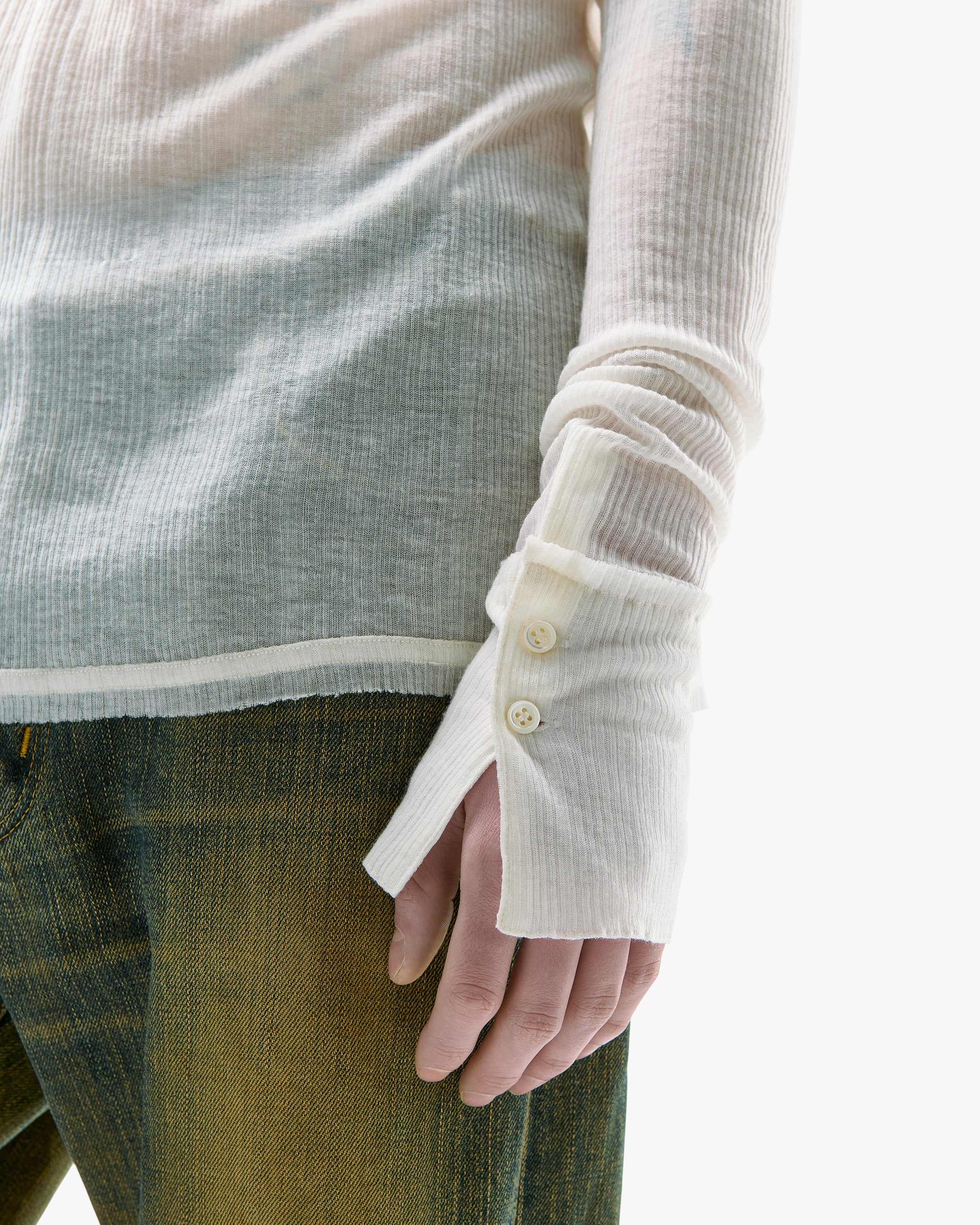 'LAVIN' SHEER LONGSLEEVE – AGED WHITE