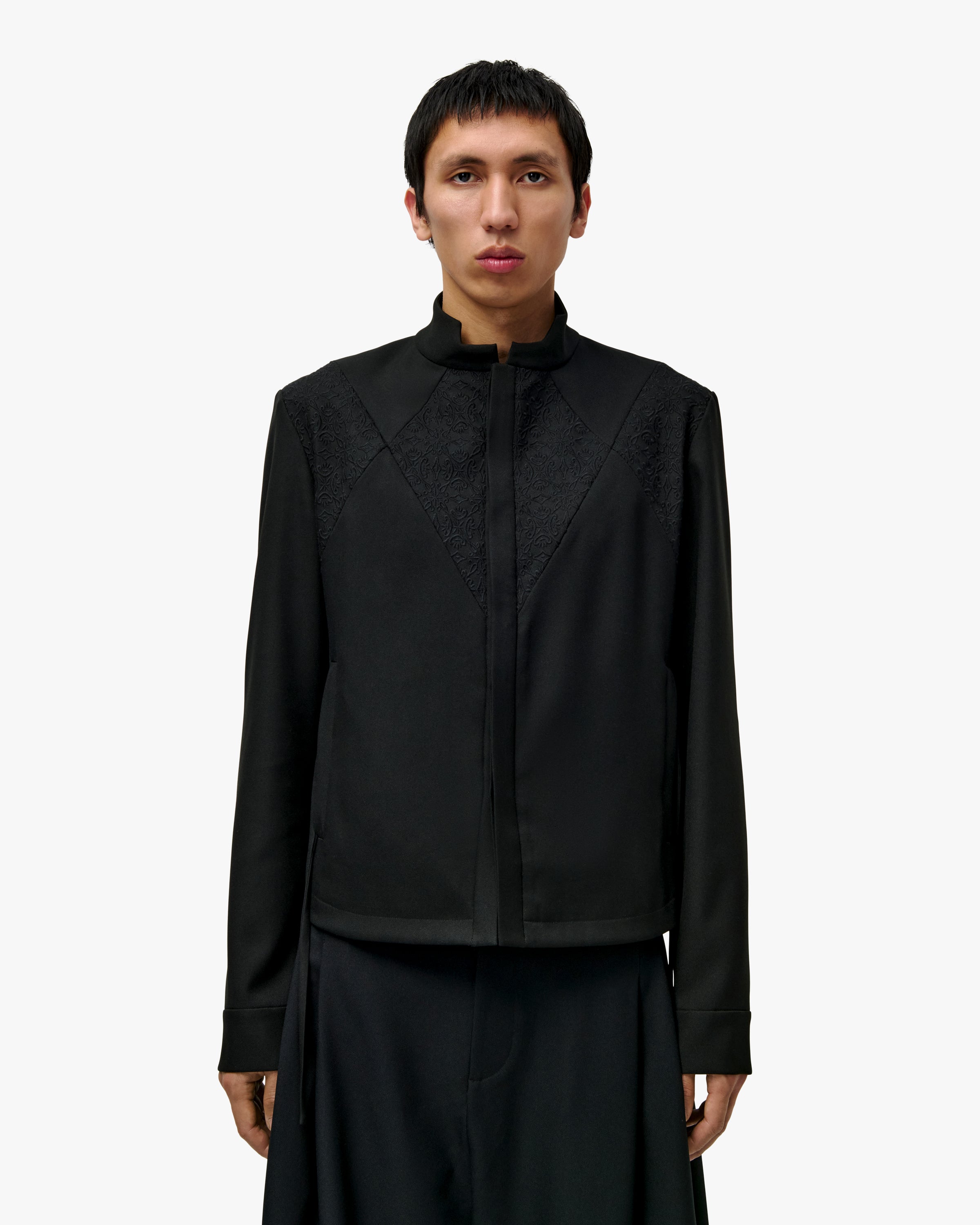 'NURI' EMBROIDERED OVERSHIRT JACKET – BLACK