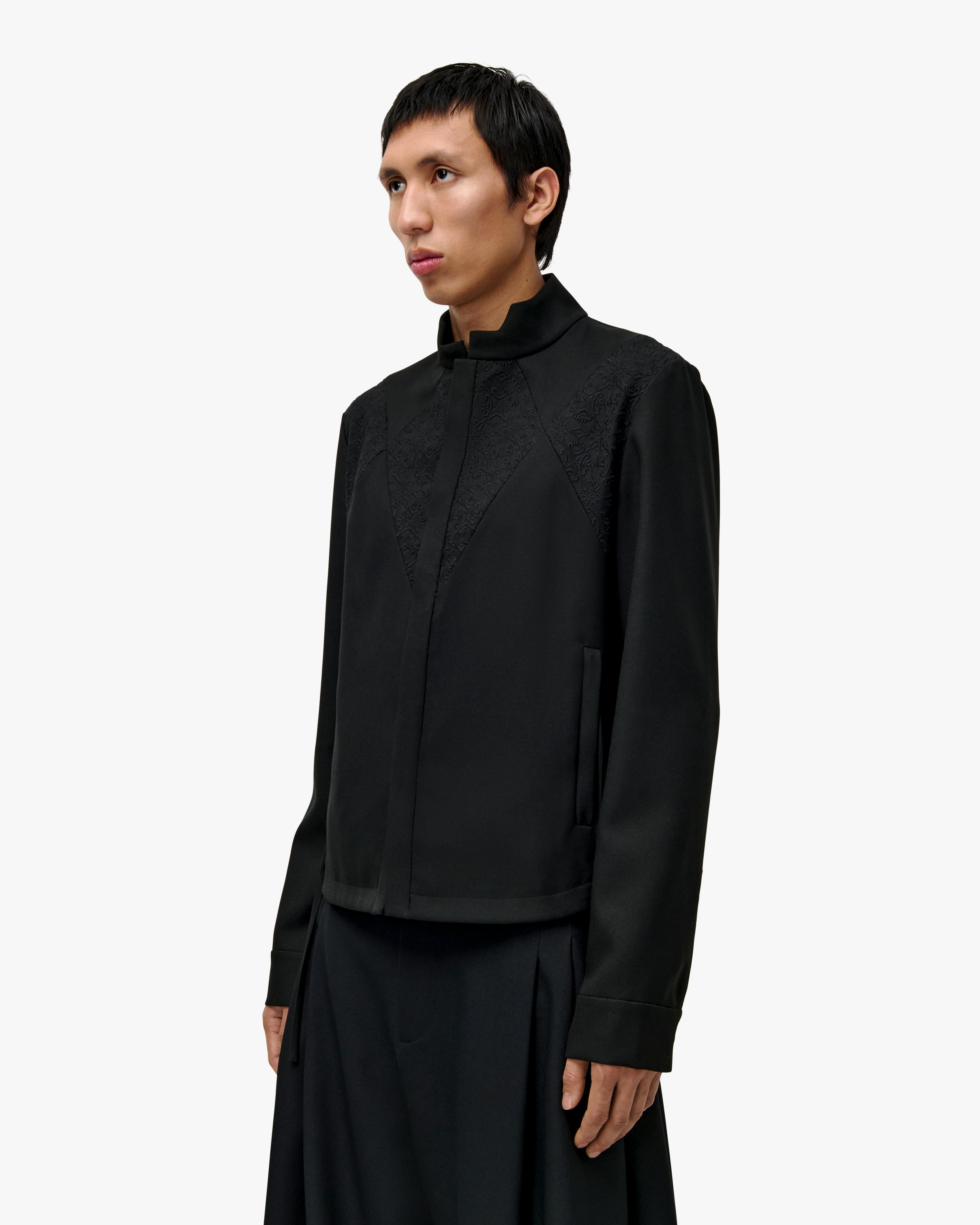 'NURI' EMBROIDERED OVERSHIRT JACKET – BLACK