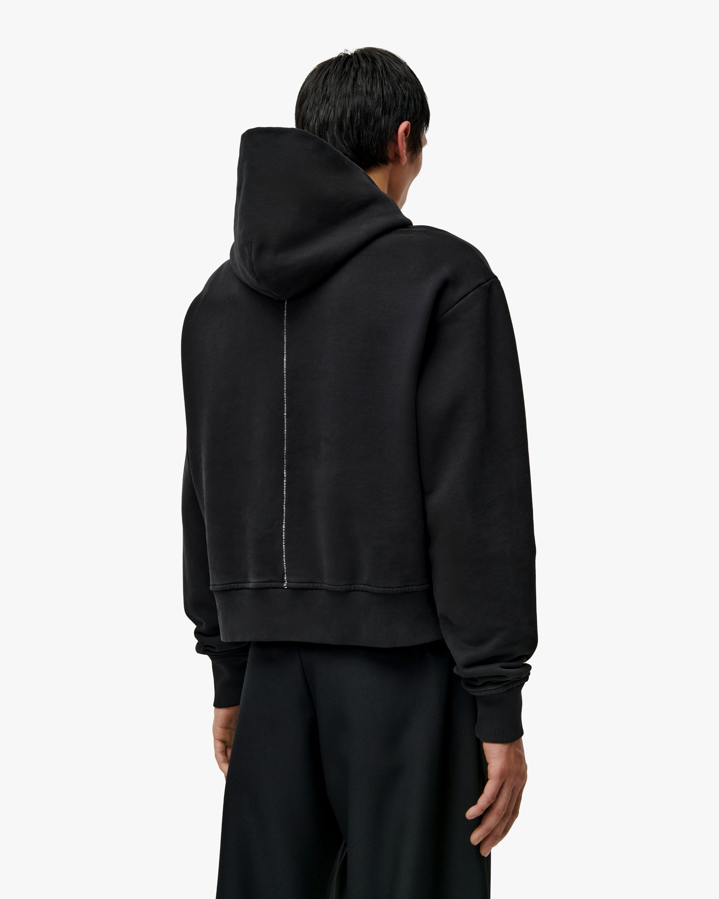 'FALIH' SHOULDER PAD HOODIE – WASHED BLACK