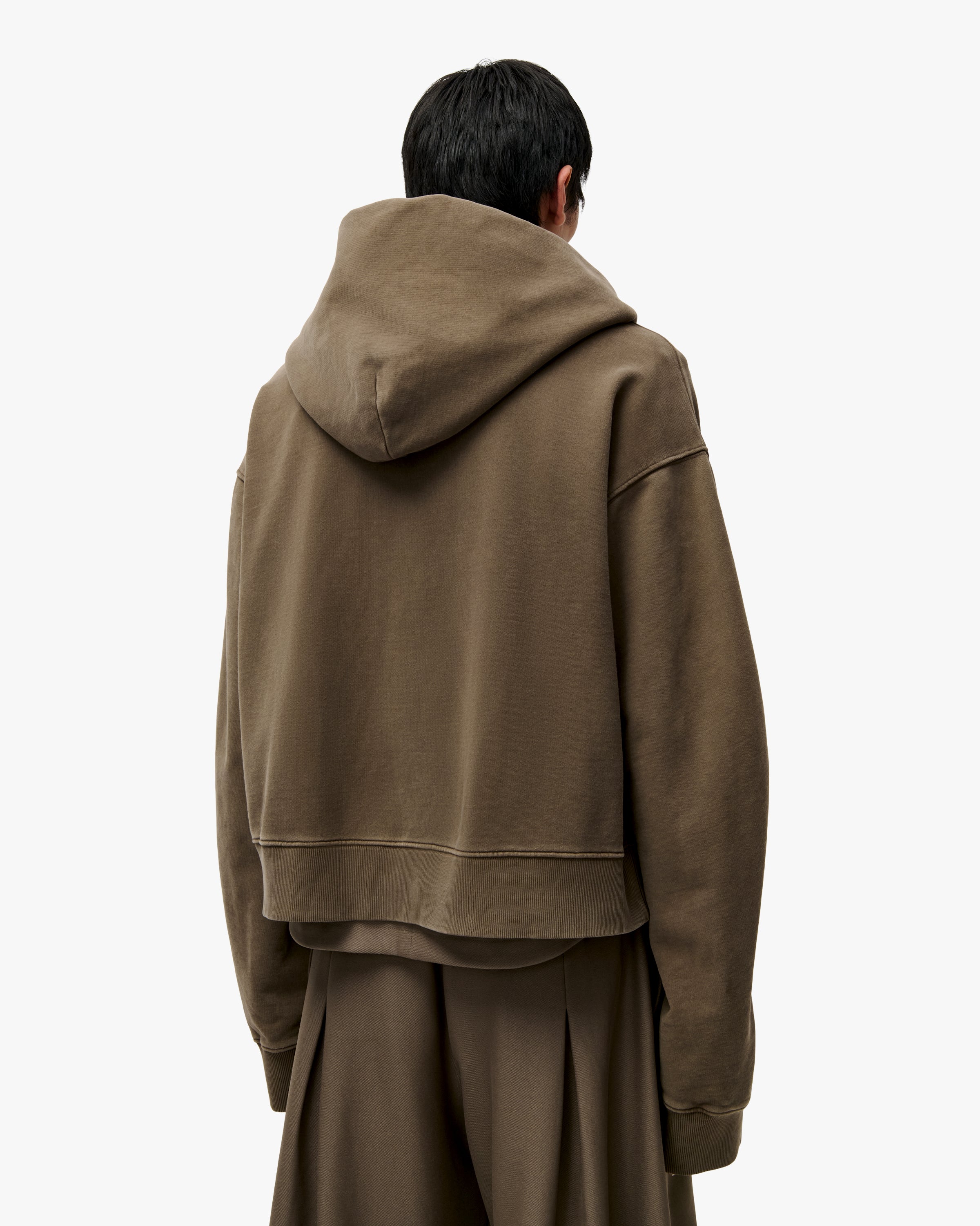 'RAYAD' PLEATED ZIP HOODIE – TAN