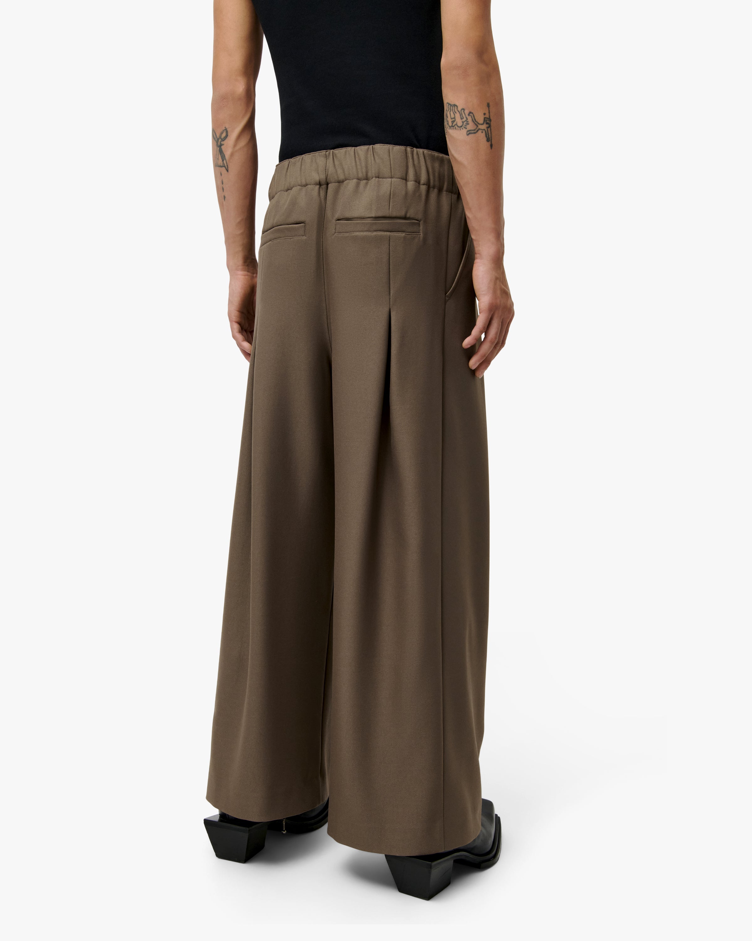 'RAAHA' TWILL WIDE-LEG SUITPANTS - TAN