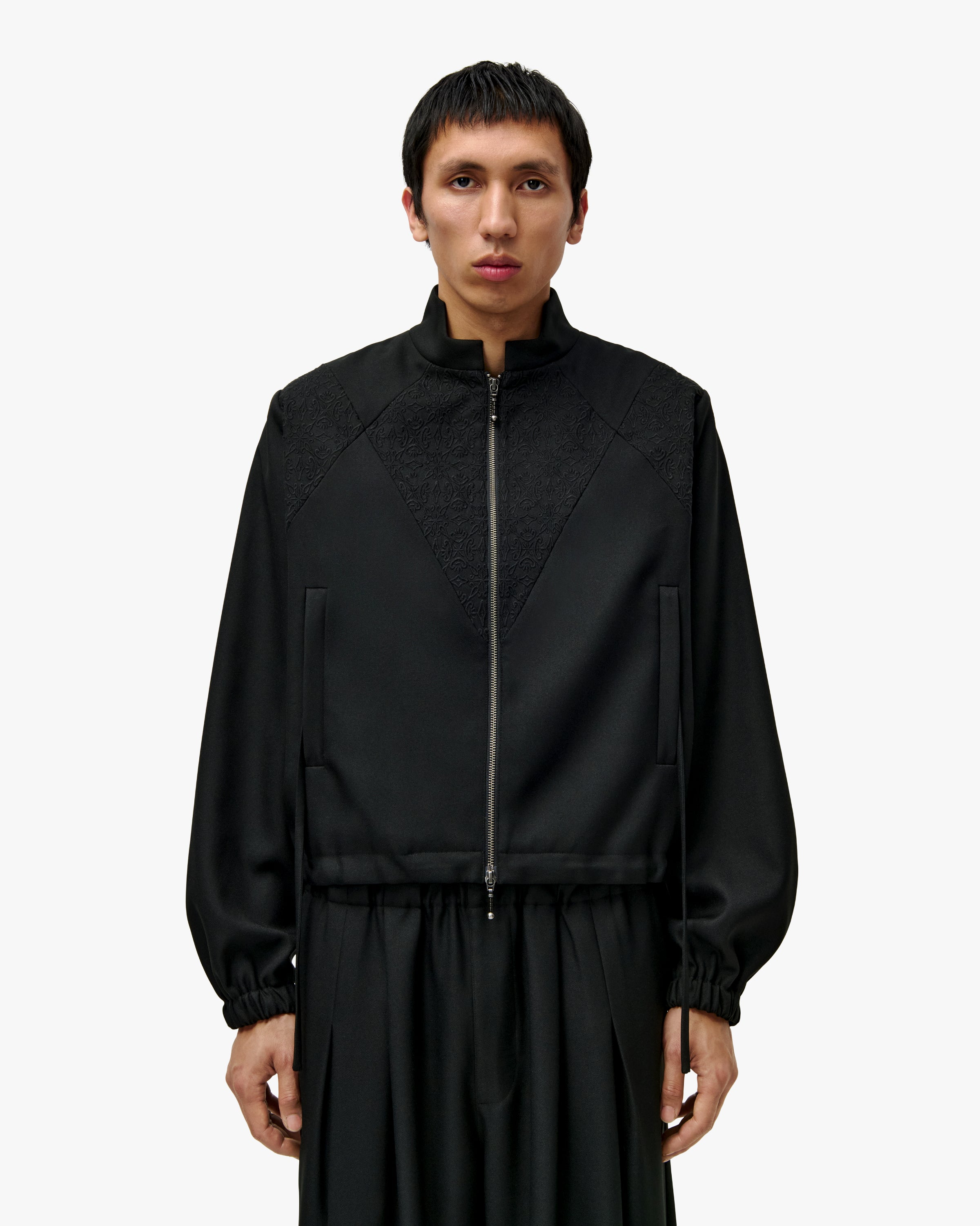 'AMIR' EMBROIDERED TRACK JACKET – BLACK