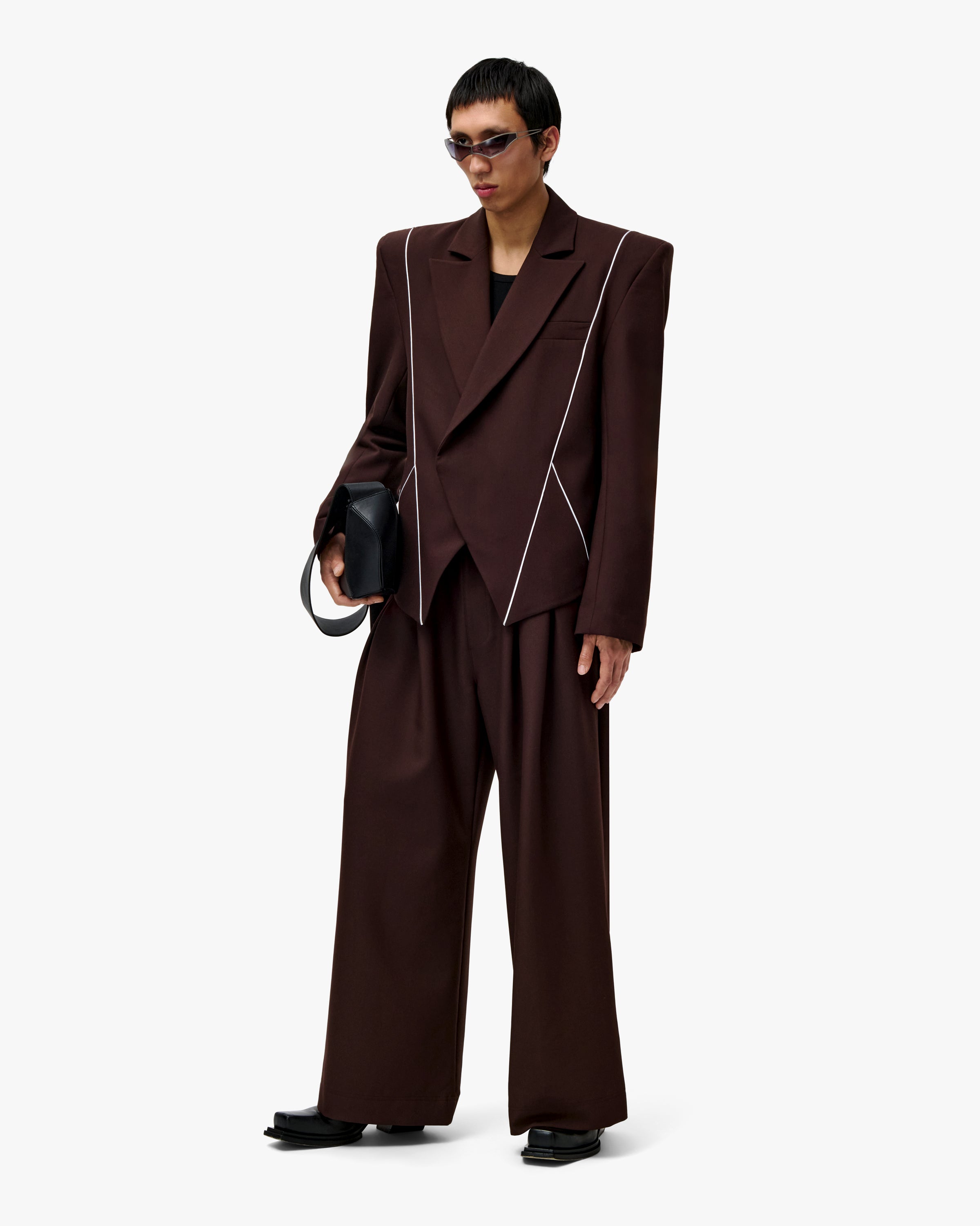 'HUNG' WIDE-LEG SUITPANTS - DARK BROWN