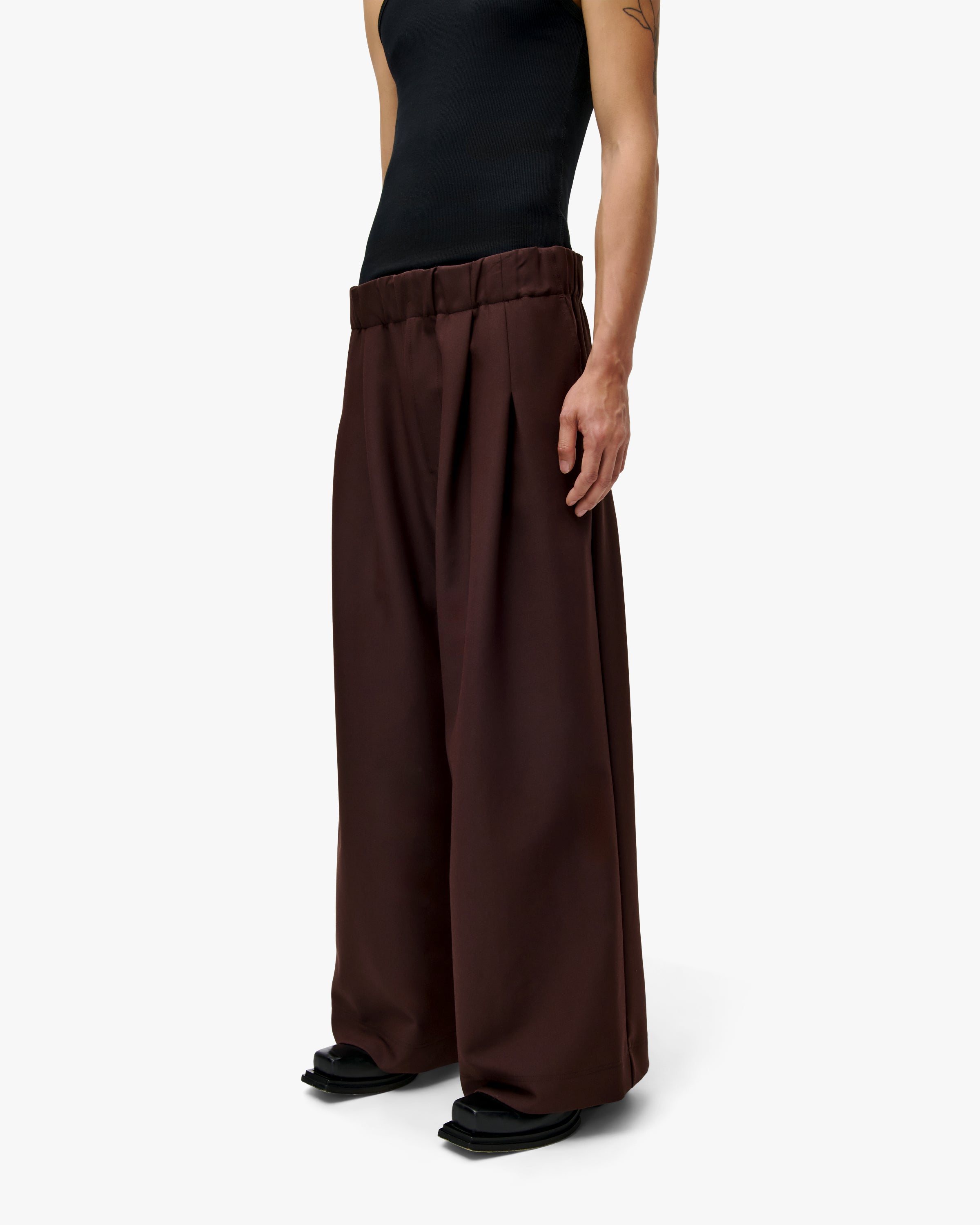 'HUNG' WIDE-LEG SUITPANTS - DARK BROWN