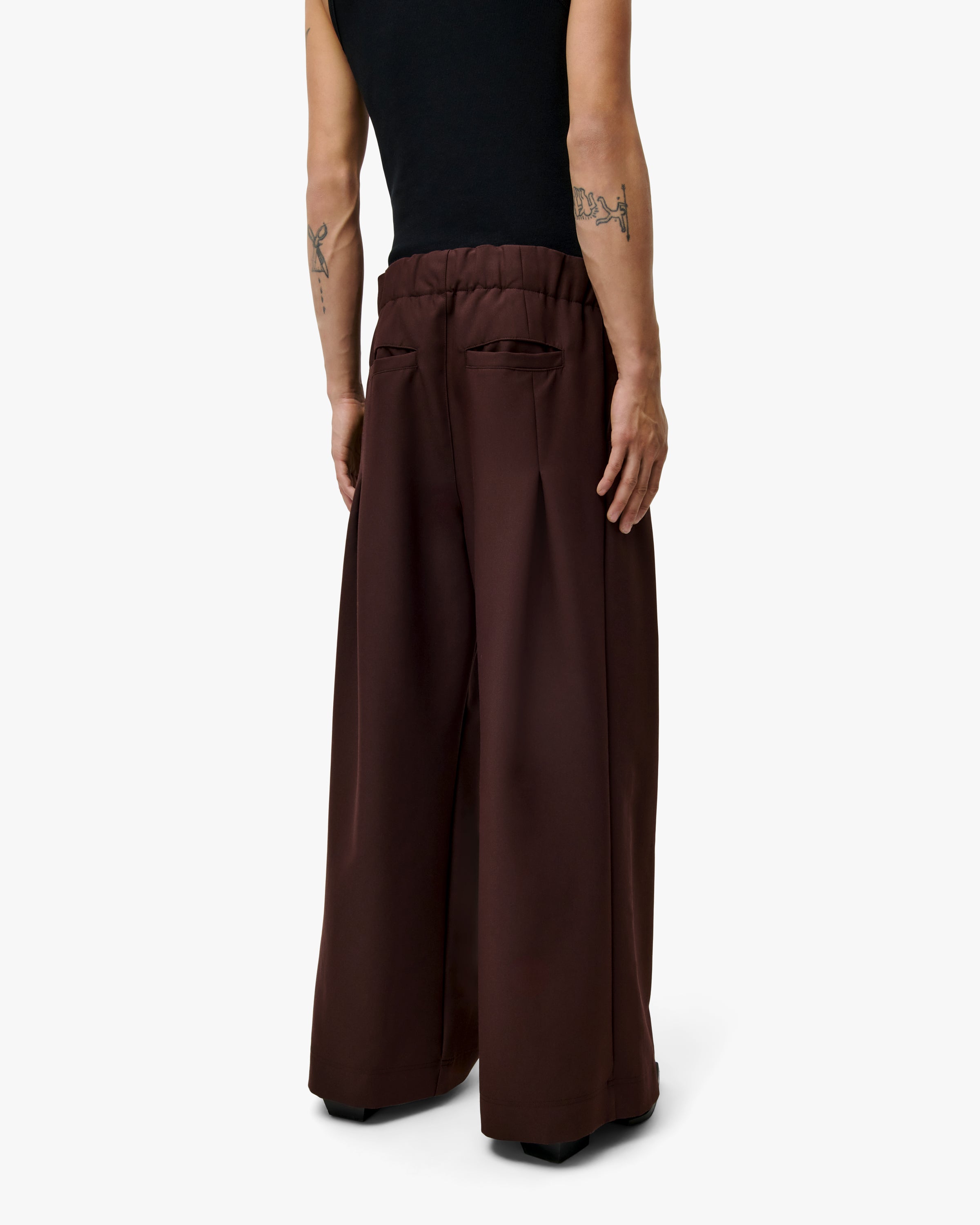'HUNG' WIDE-LEG SUITPANTS - DARK BROWN