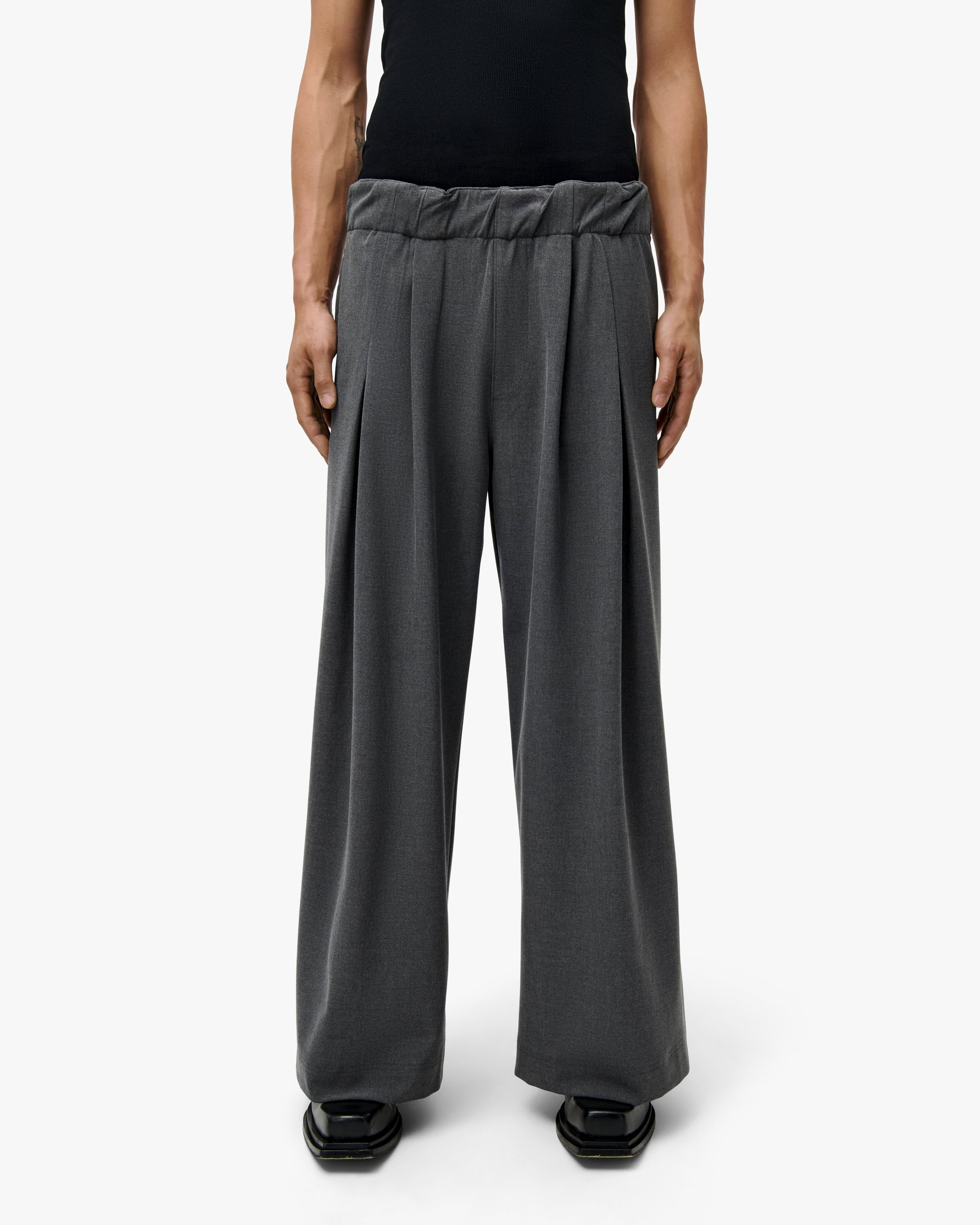 'HUNG' Entity Wide-Leg Suitpants - Grey Melange