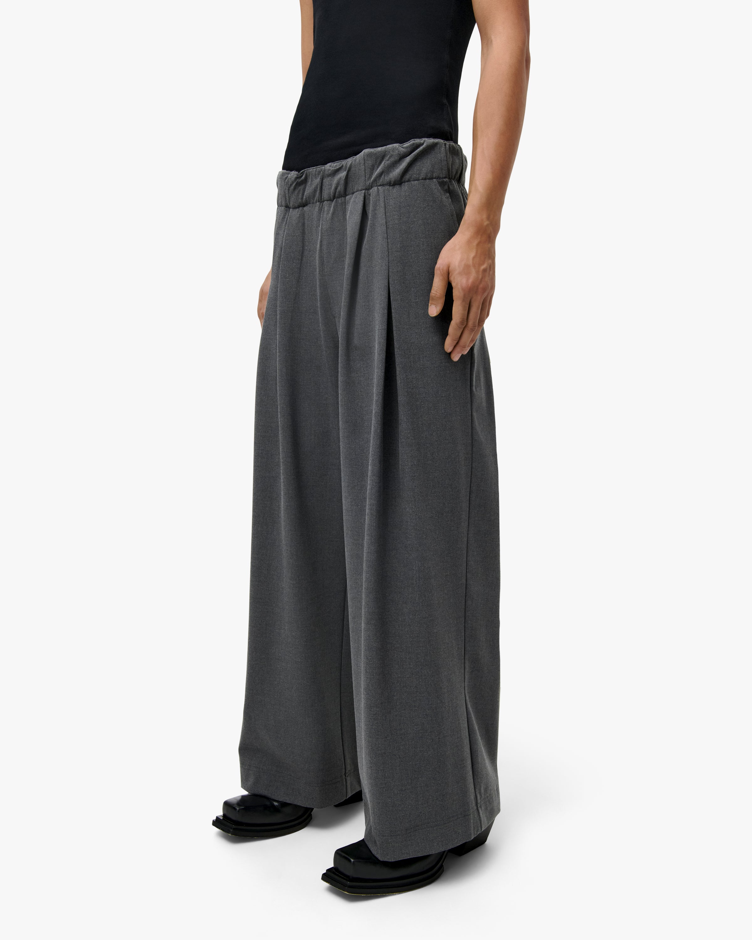 'HUNG' Entity Wide-Leg Suitpants - Grey Melange