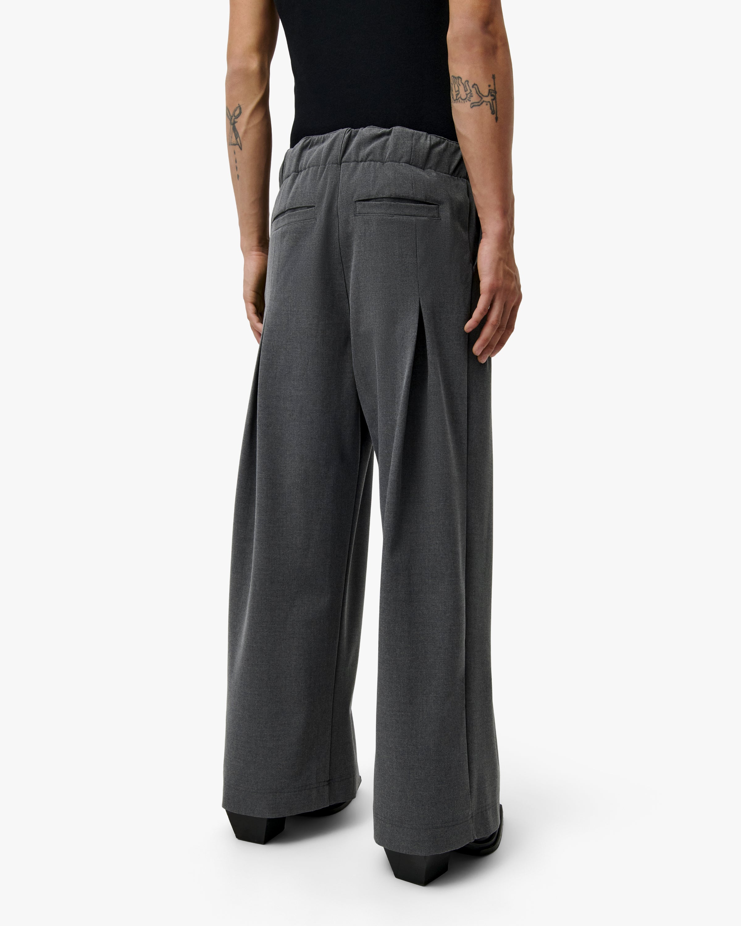 'HUNG' Entity Wide-Leg Suitpants - Grey Melange