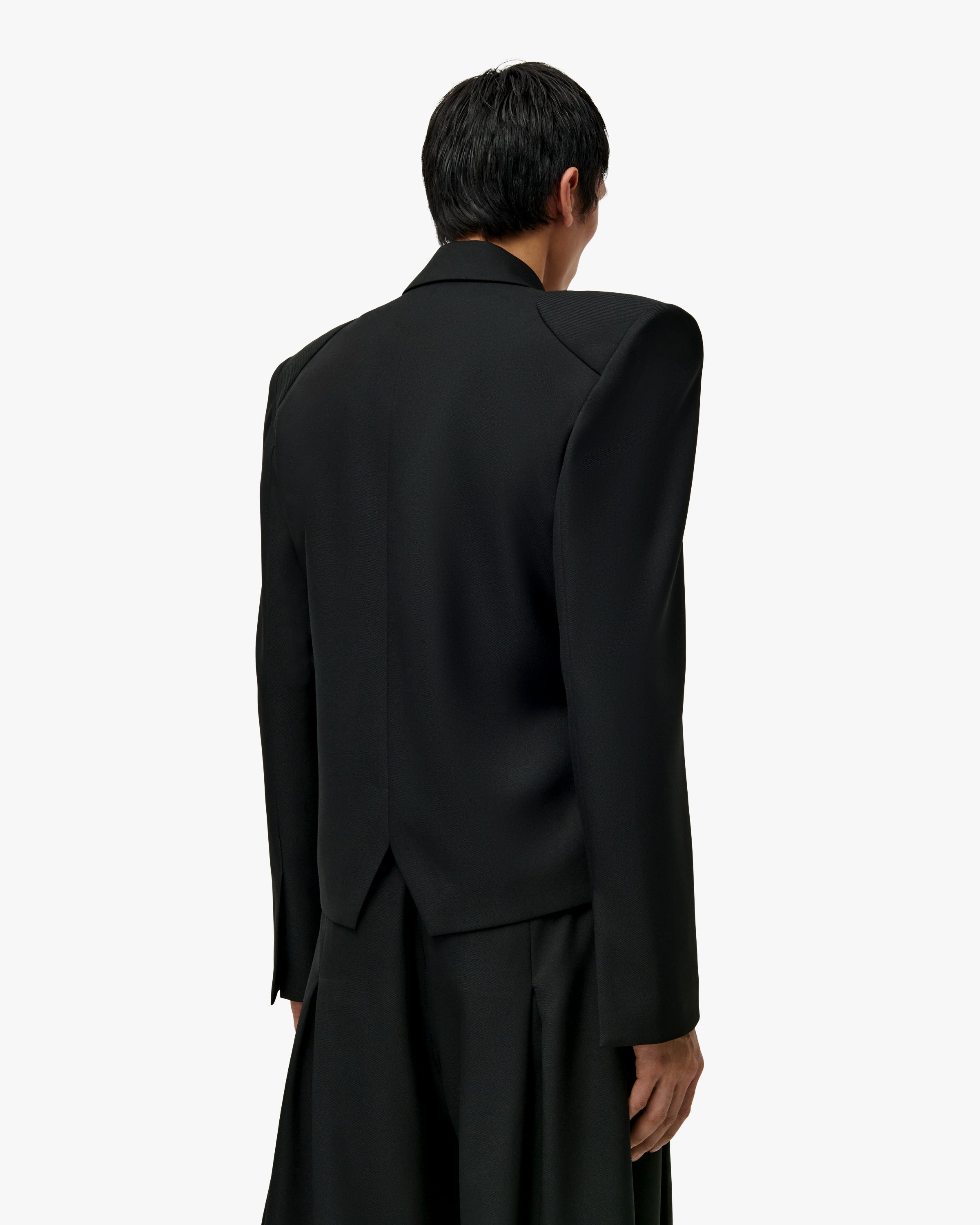 'HAMZA' TWILL KIMONO BLAZER - BLACK