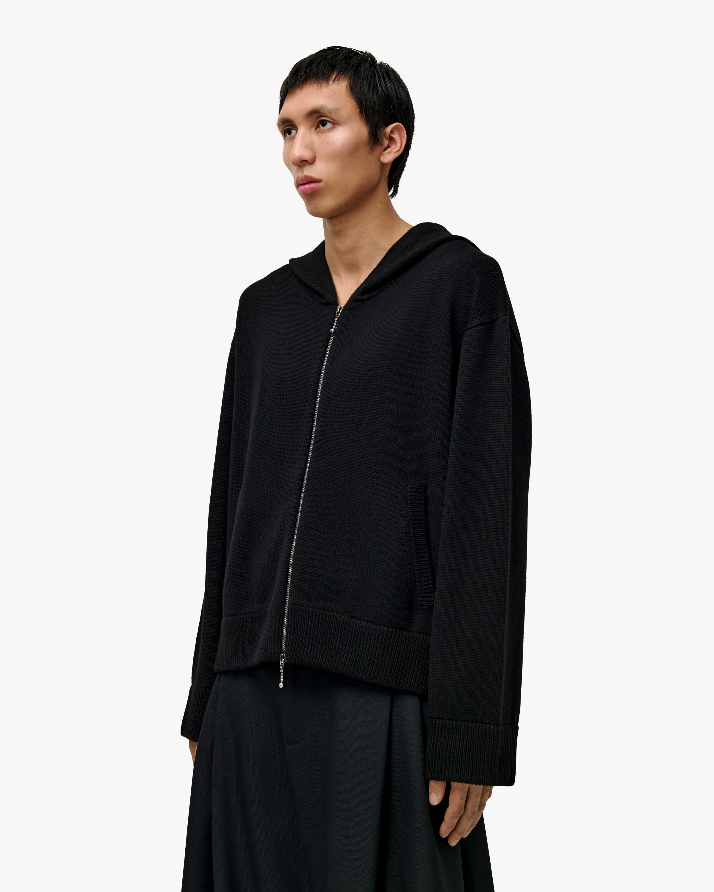 'DJAMAL' MERINO KNIT ZIPPER – BLACK