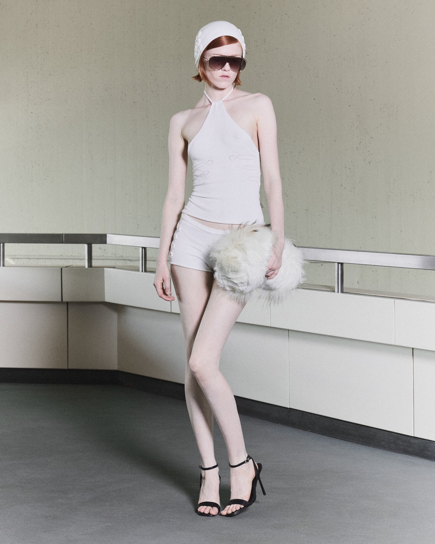 'JAL' KNIT LACING MICRO SHORTS – WHITE