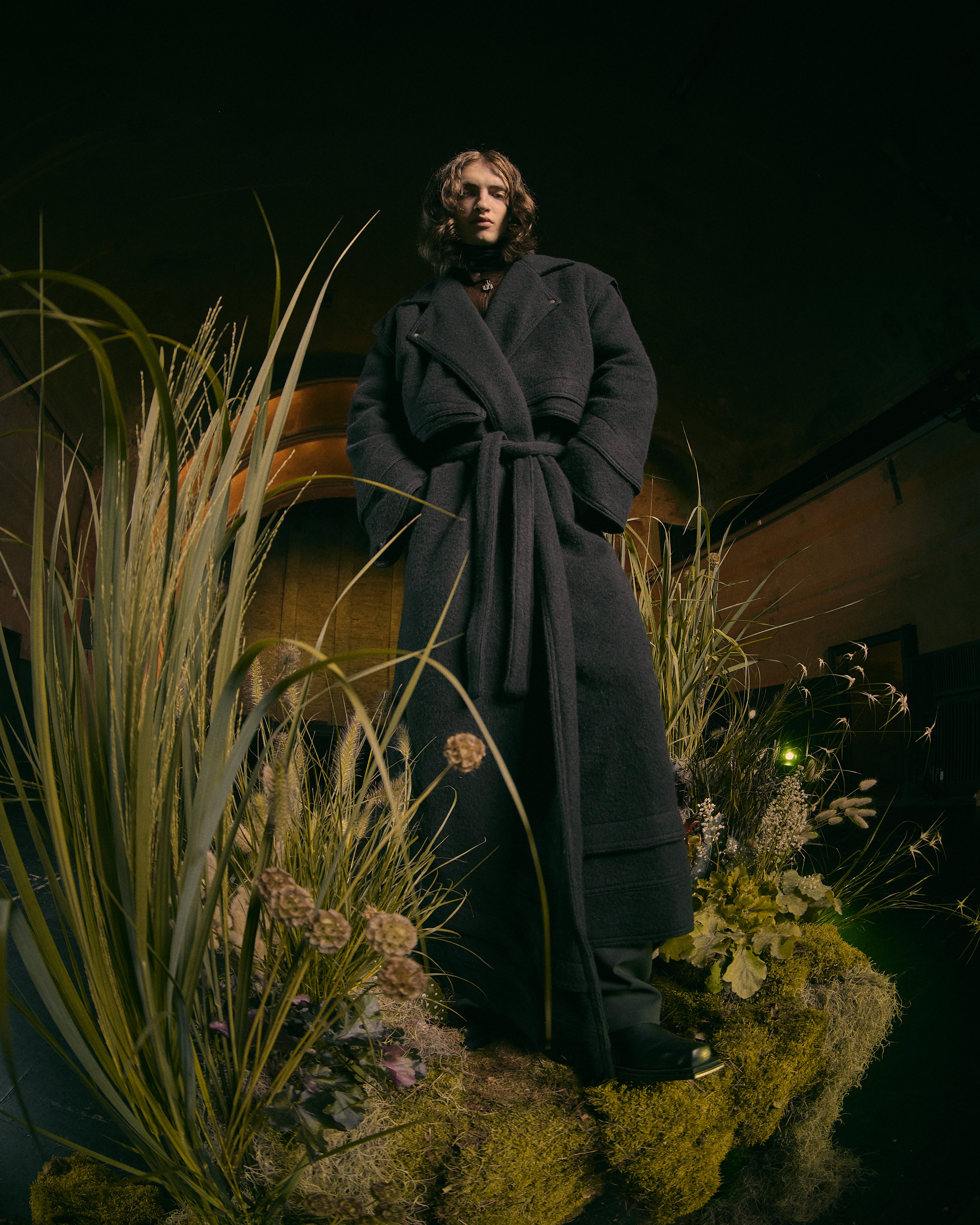 Panel Wool Coat (Short) - Black