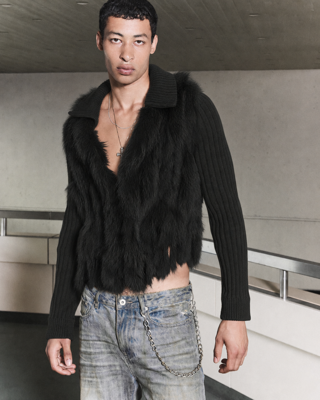 'LUX' UPCYCLED BUNNY KNIT JACKET – BLACK