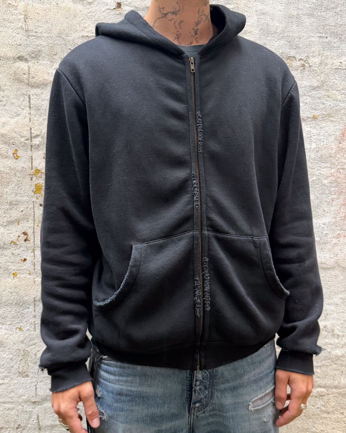 'OMEN' 2-LAYER WAFFLE ZIPPER – WASHED BLACK