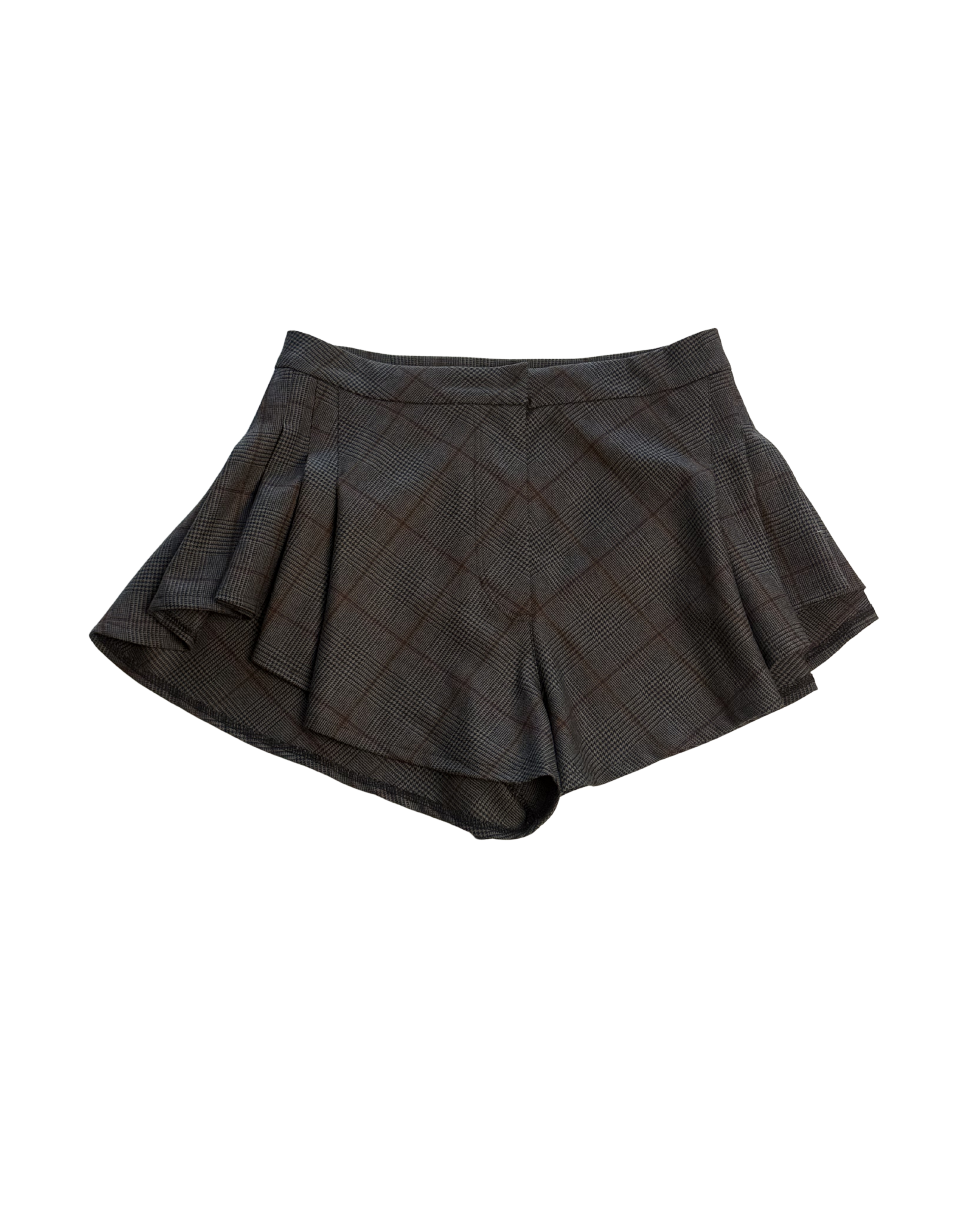 042 WOOL CARO SHORTS – CHECKED GREY