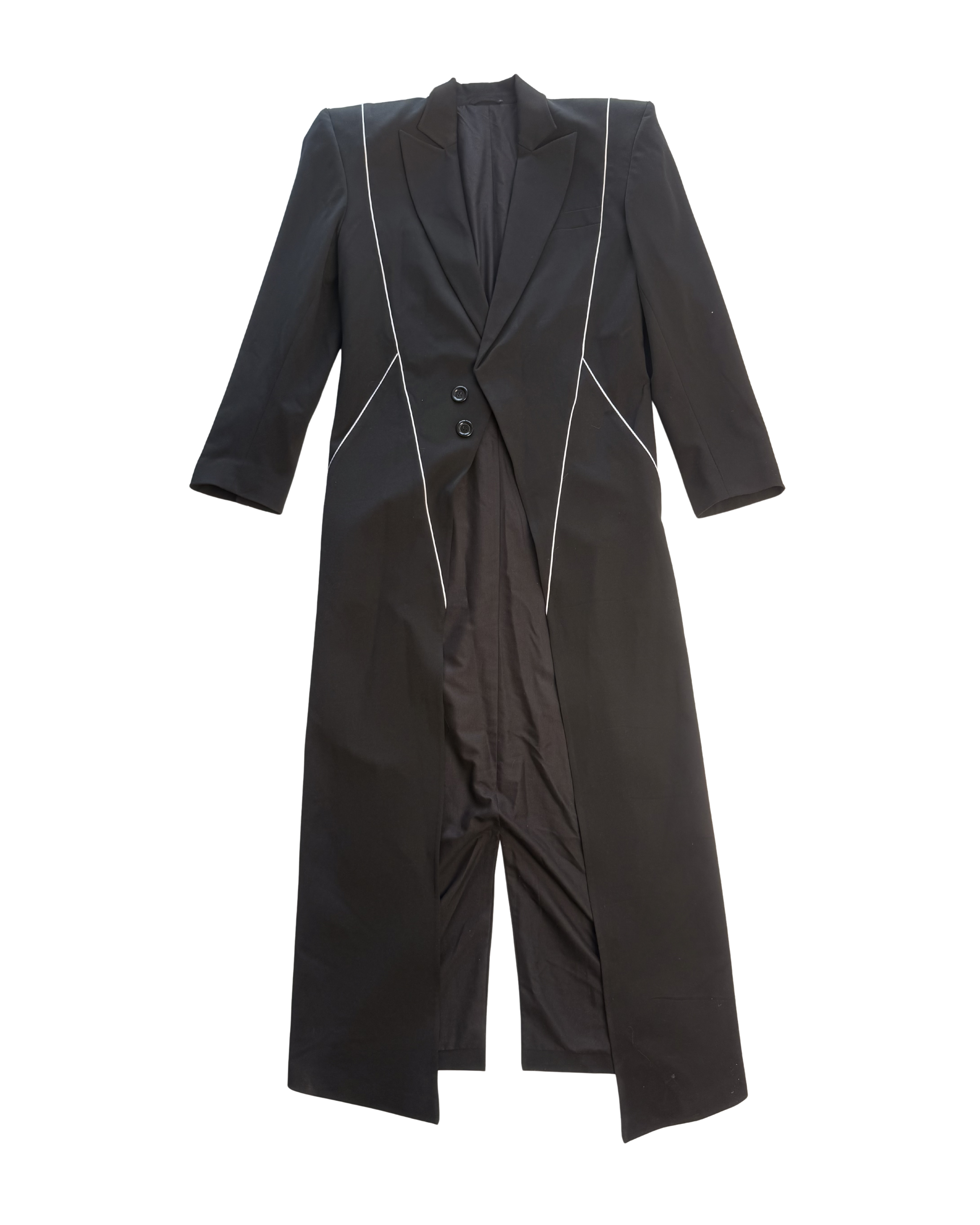 079 WOMENS PIPING COAT – BLACK