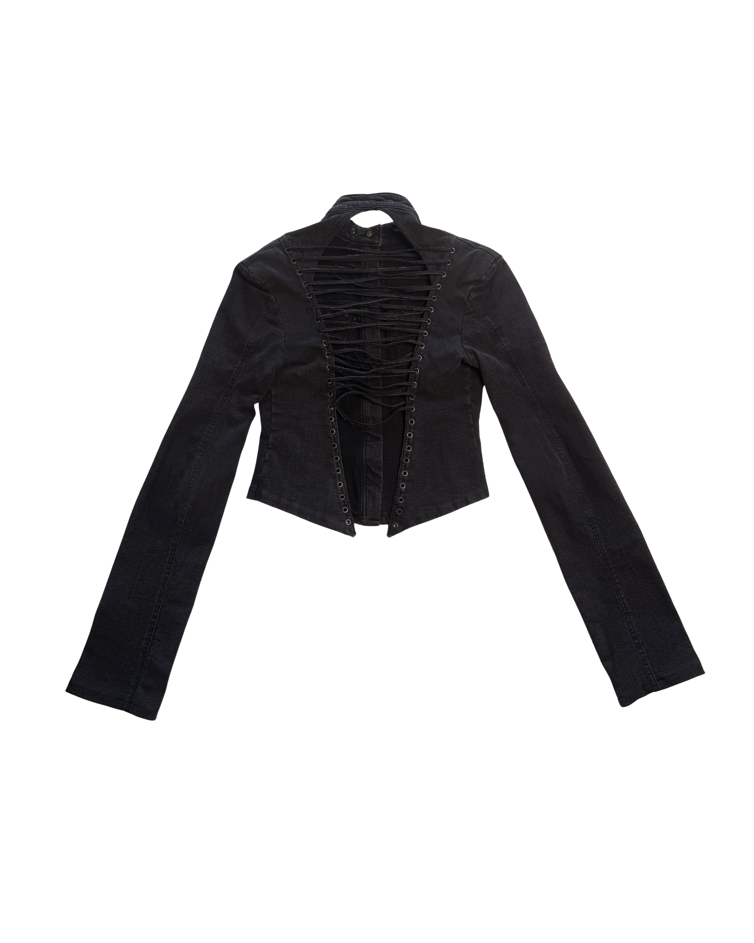 099 STUDDED STRETCH DENIM JACKET WOMENS  – WASHED GREY