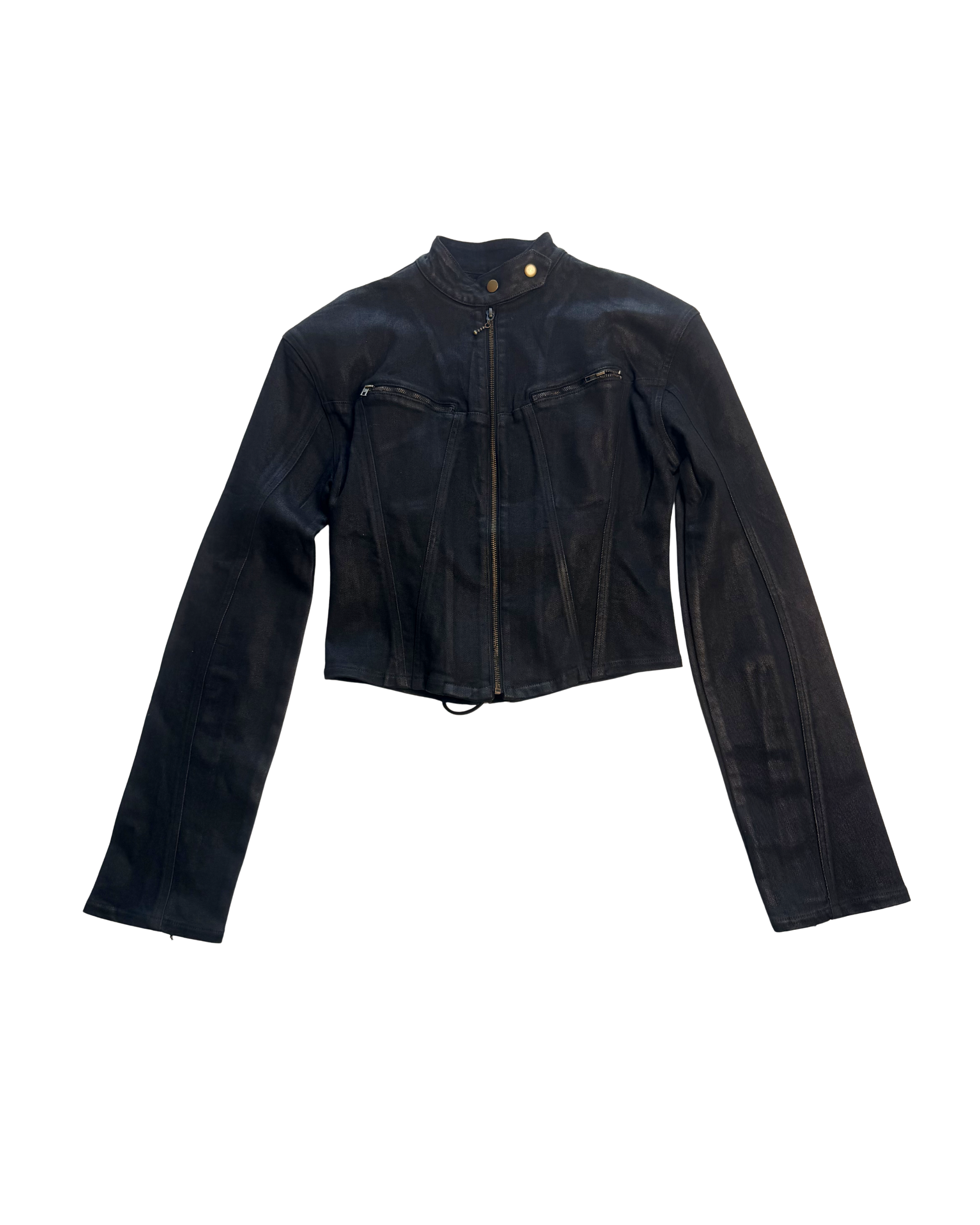 101 WOMENS WAXED DENIM LACING JACKET – BLACK – Reserved Noemi