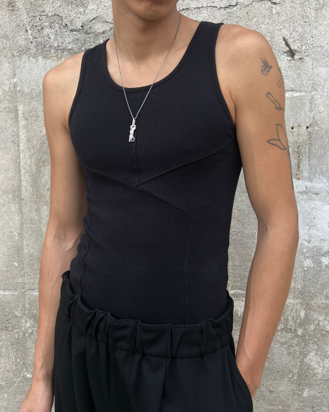 Entity Mixed Rib Tanktop - Black