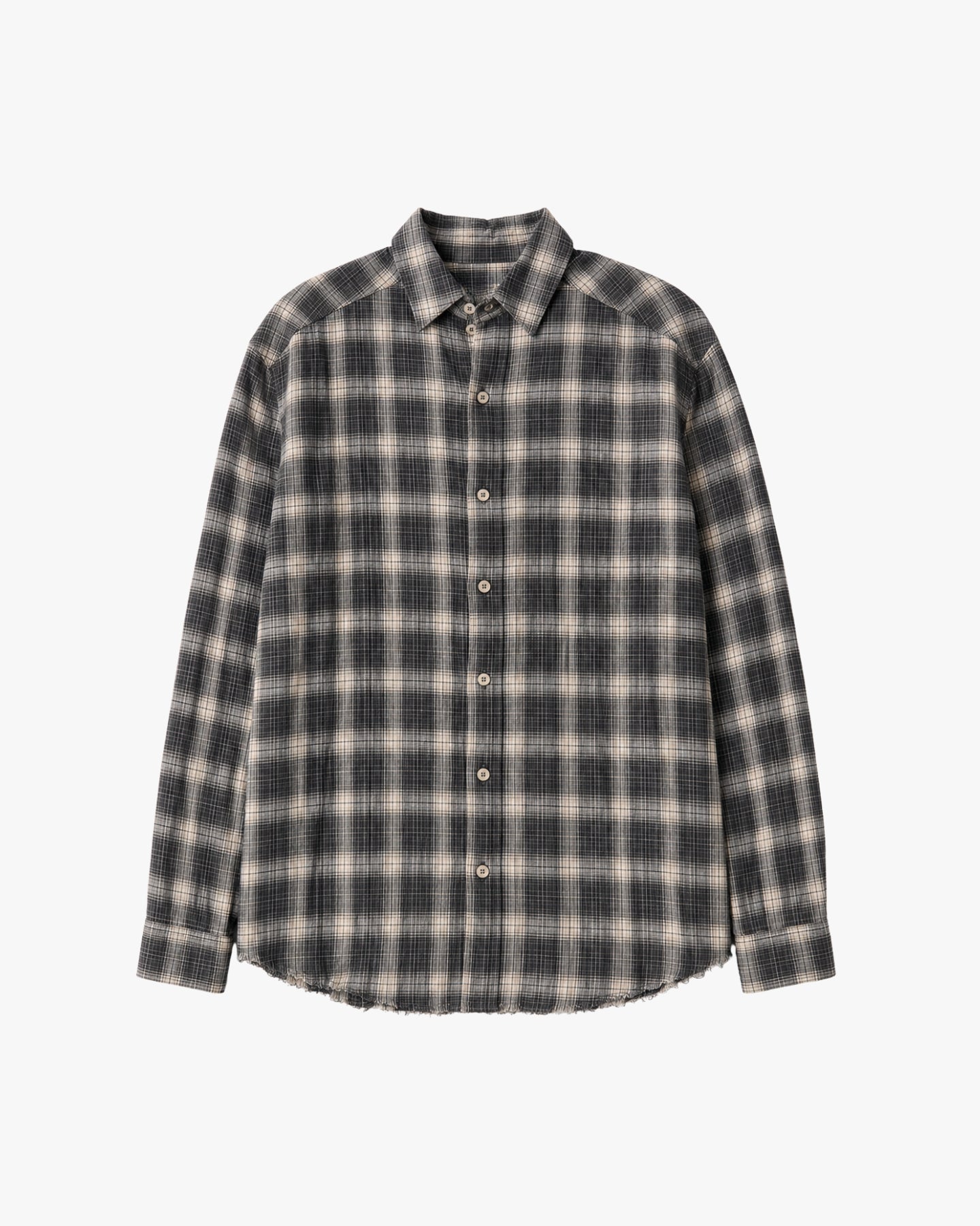 'FARIS' CRINKLED CHECKED SHIRT – BLACK