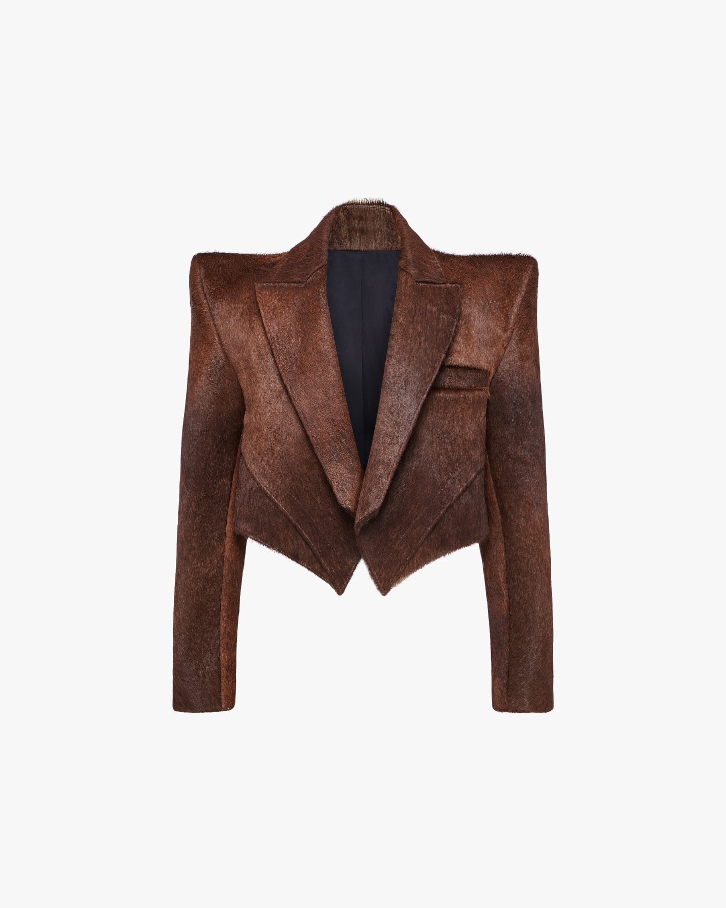 CROPPED PONYHAIR BLAZER - BROWN