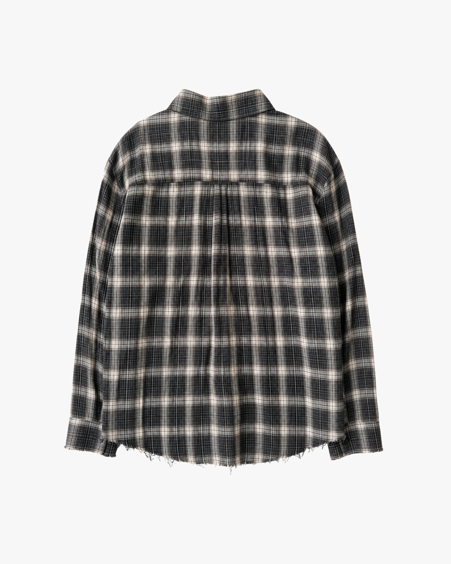 'FARIS' CRINKLED CHECKED SHIRT – BLACK