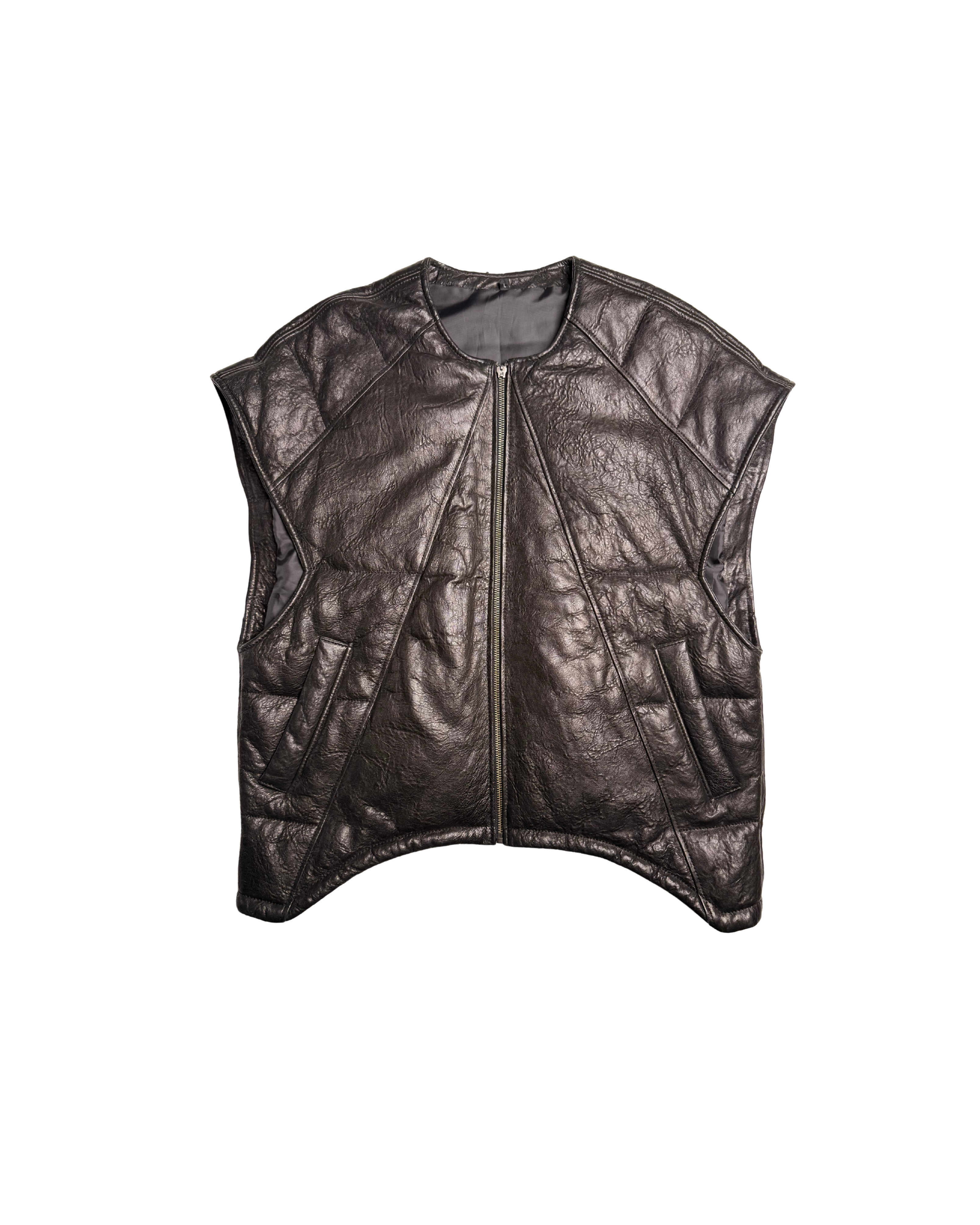 072 LEATHER VEST – BLACK