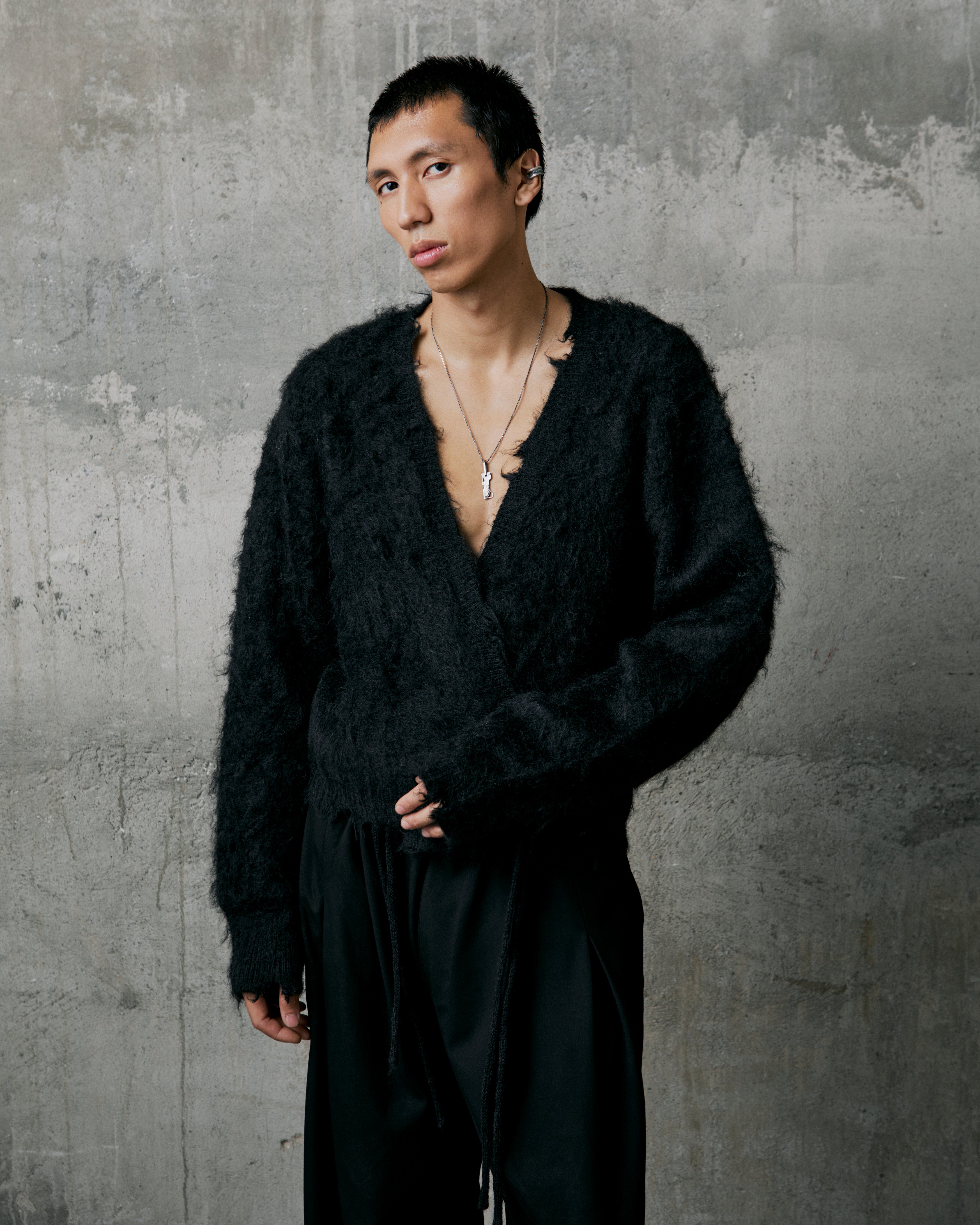 MOHAIR KIMONO CARDIGAN - BLACK